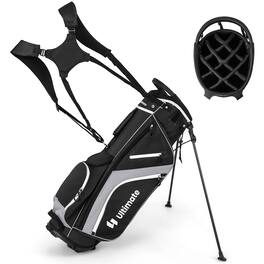 Gymax - Golf Stand Bag Golf Club Bag w/ 14 Way Top Dividers & 6 Pockets & Carrying Handles Grey - Gray