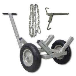 Ropilly - 440 lb Log Dolly with Load Binder, Steel Log Hauling Cart with Chain and 16 in Tires - Gray