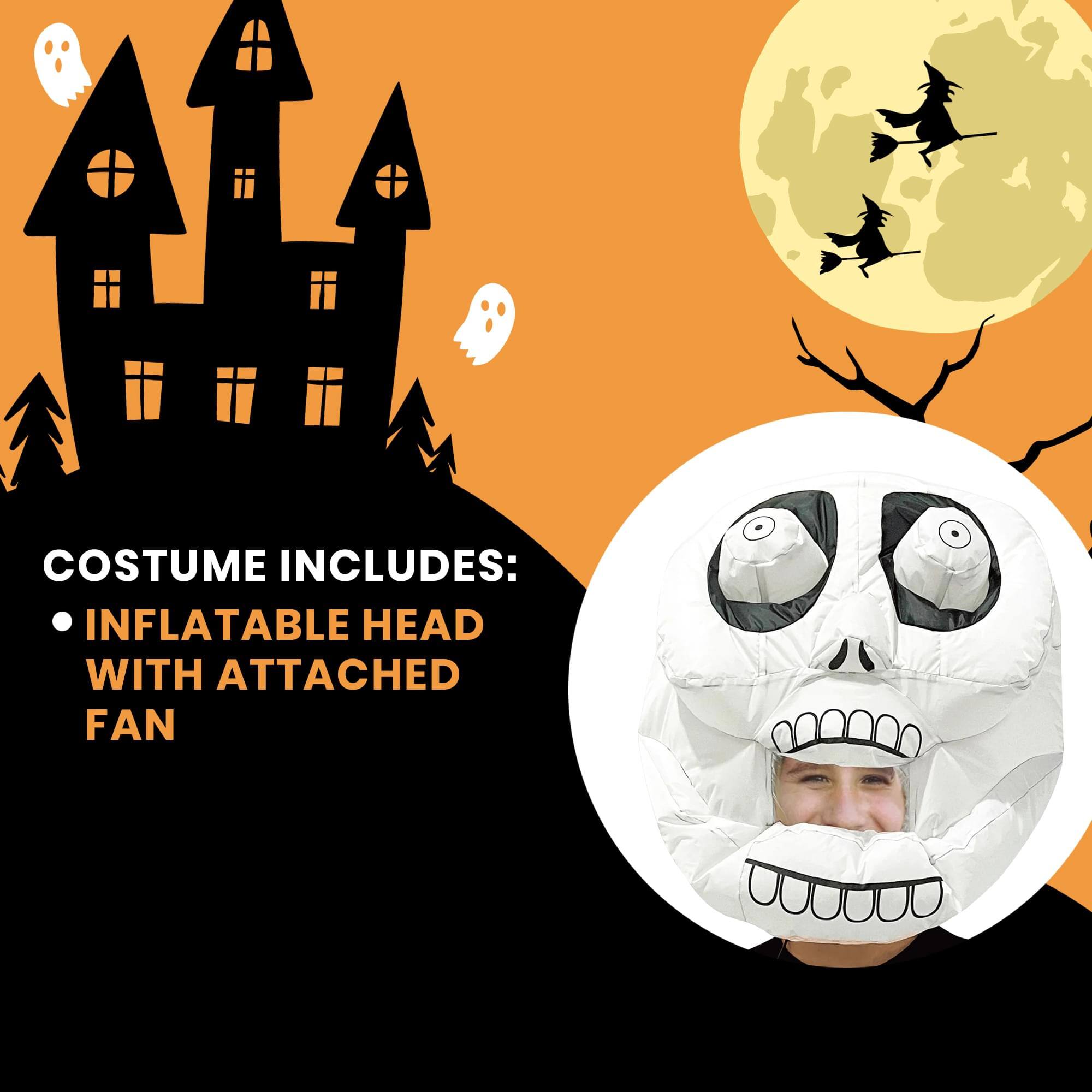 COSTUME INCLUDES: INFLATABLE HEAD WITH ATTACHED FAN