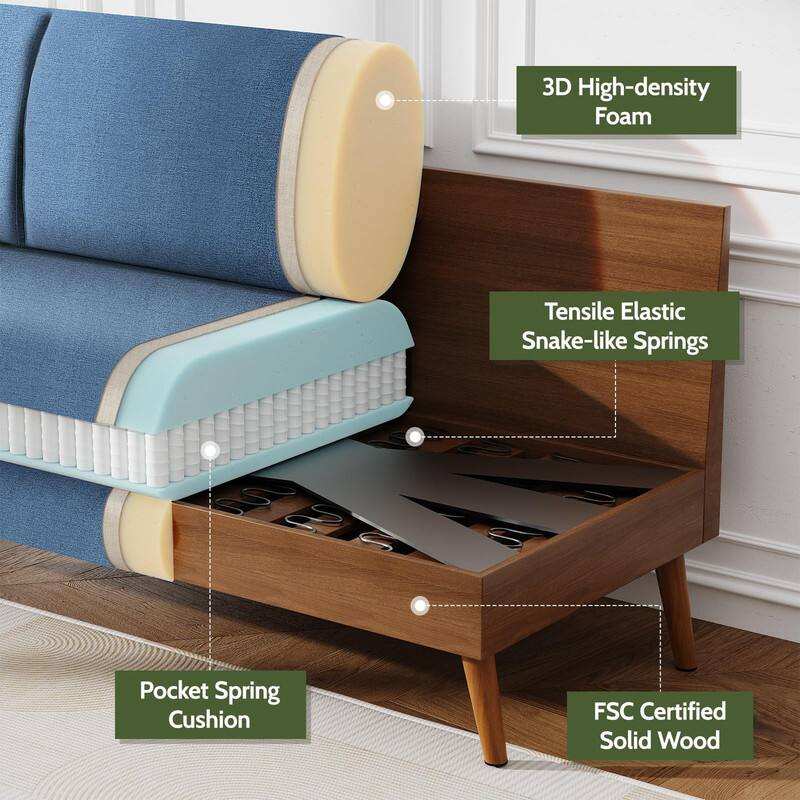 3D High-density Foam  
Tensile Elastic Snake-like Springs  
Pocket Spring Cushion  
FSC Certified Solid Wood