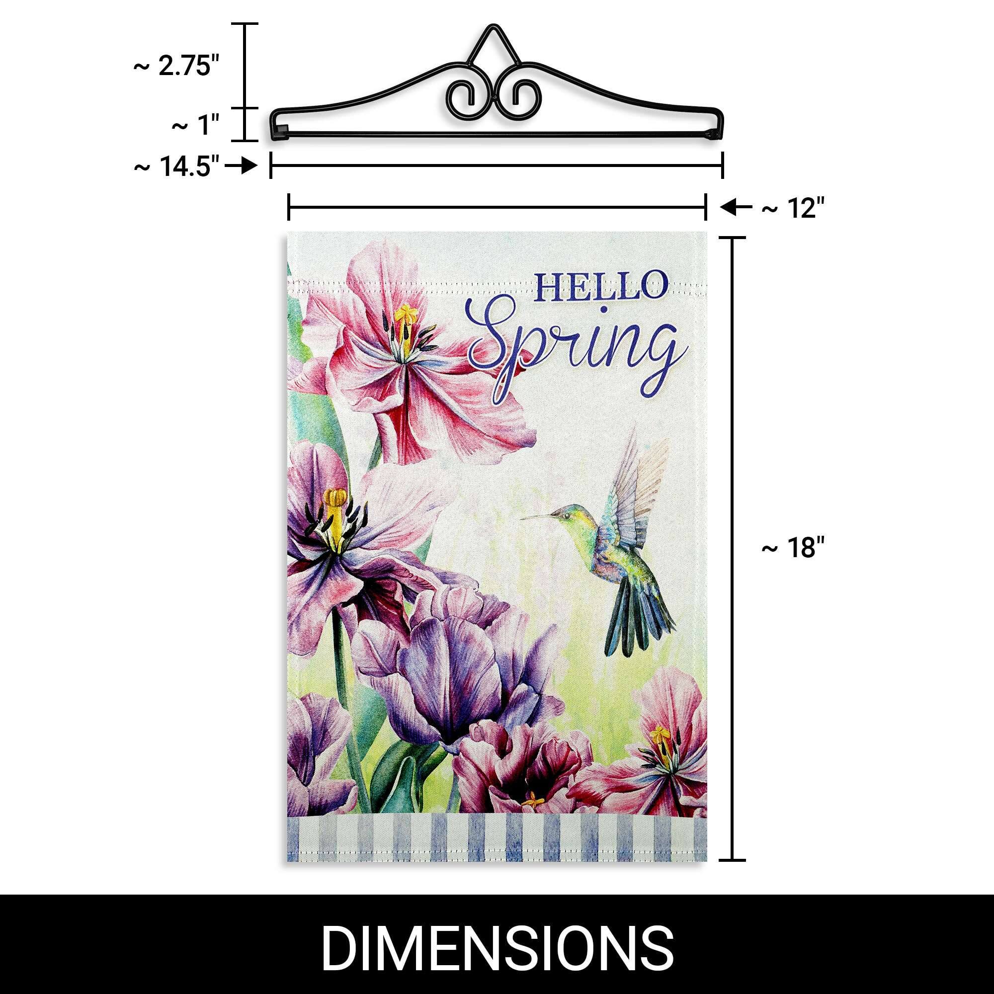 ~ 2.75" ~ ~1" ~ 14.5" ~ 12" HELLO Spring ~ 18" DIMENSIONS