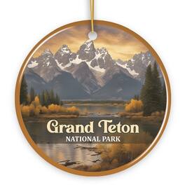 OrnamentallyYou - Grand Teton National Park Retro Style Ornament Wyoming USA Tourist Attraction and Gift - Multi-colored