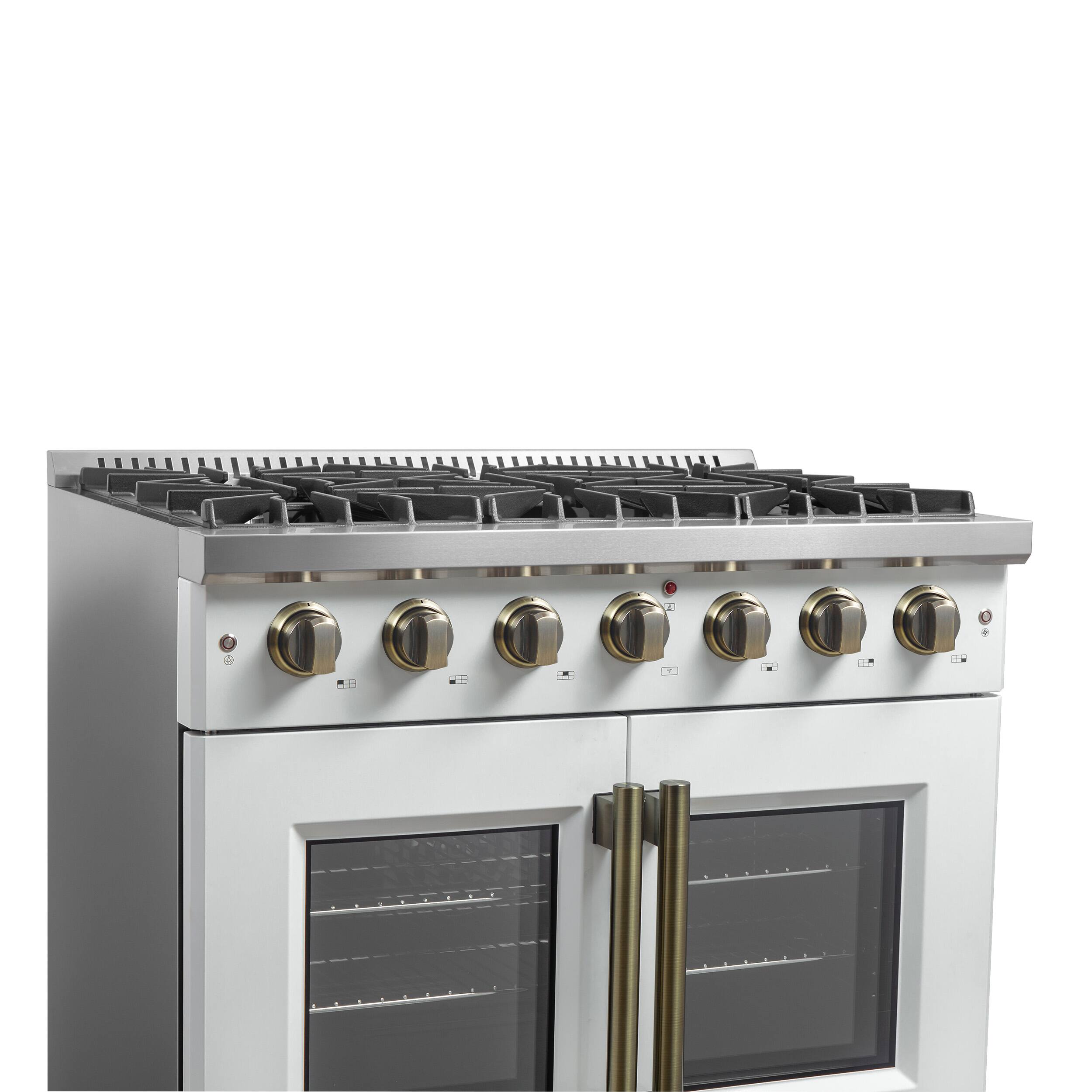 Alt View 5. Forno Appliances - Galiano 5.36 Cu. Ft. Freestanding Gas Convection Range with French Door Design - White.