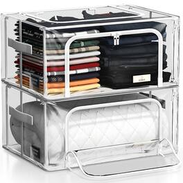 Sorbus - 2 Pack Small Stackable & Foldable Plastic Storage Bags - Clear