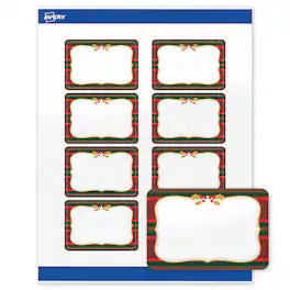 Avery - Avery® Labels, 2" x 3", Glossy Plaid/Metallic Gold Frame - White