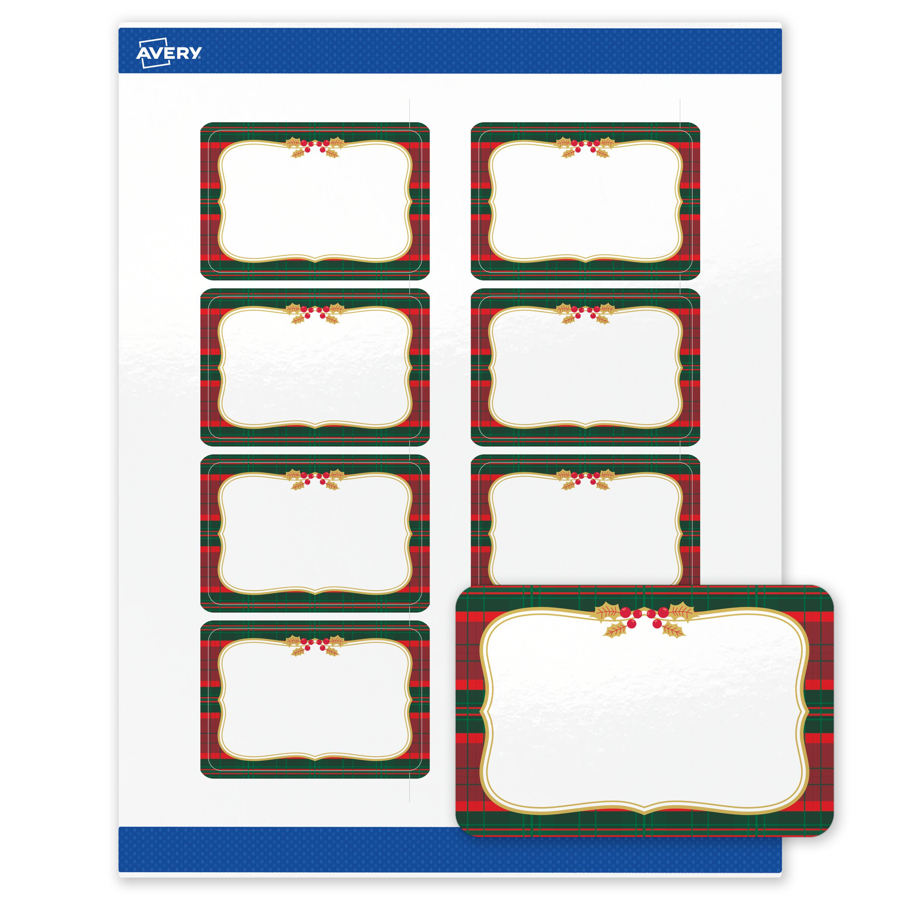 Front. Avery - Avery® Labels, 2" x 3", Glossy White, Plaid/Metallic Gold Frame - White.
