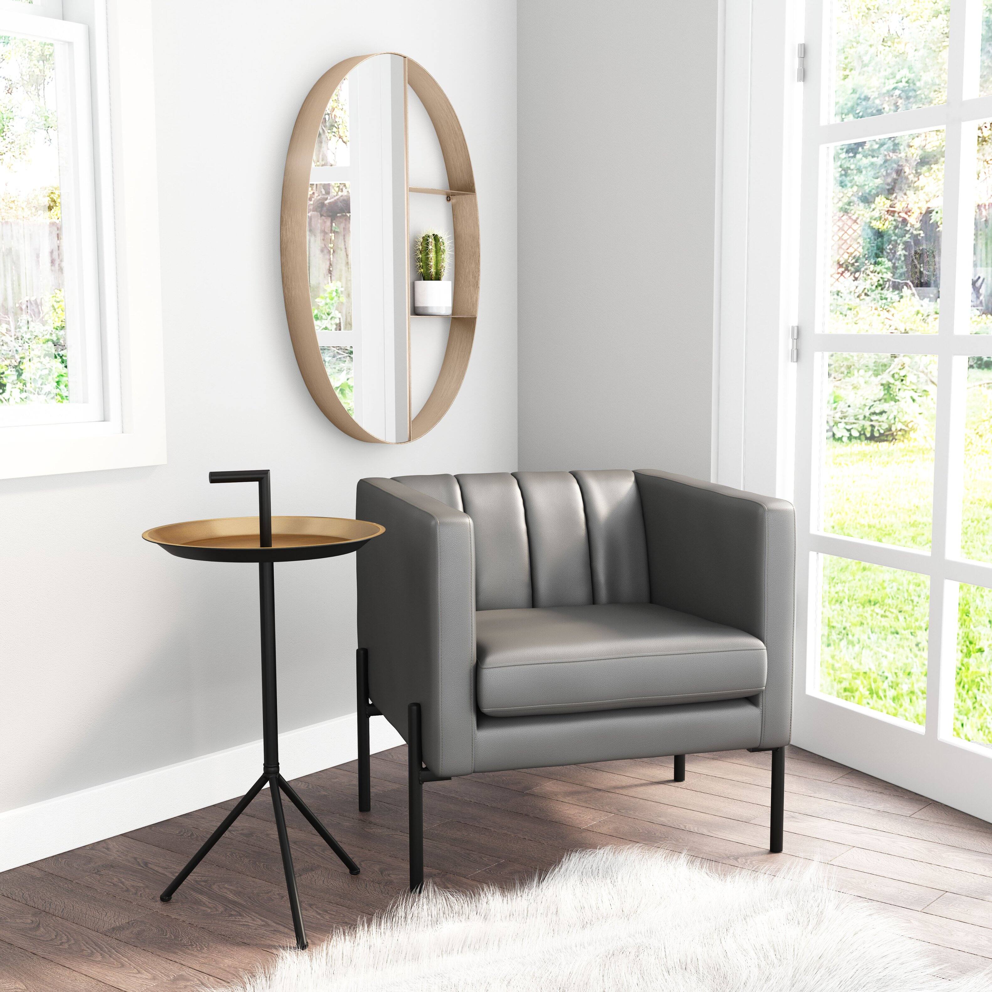 Angle. Hivvago - Latitude Oval Shelf Mirror Antique Bronze - Antique Bronze.