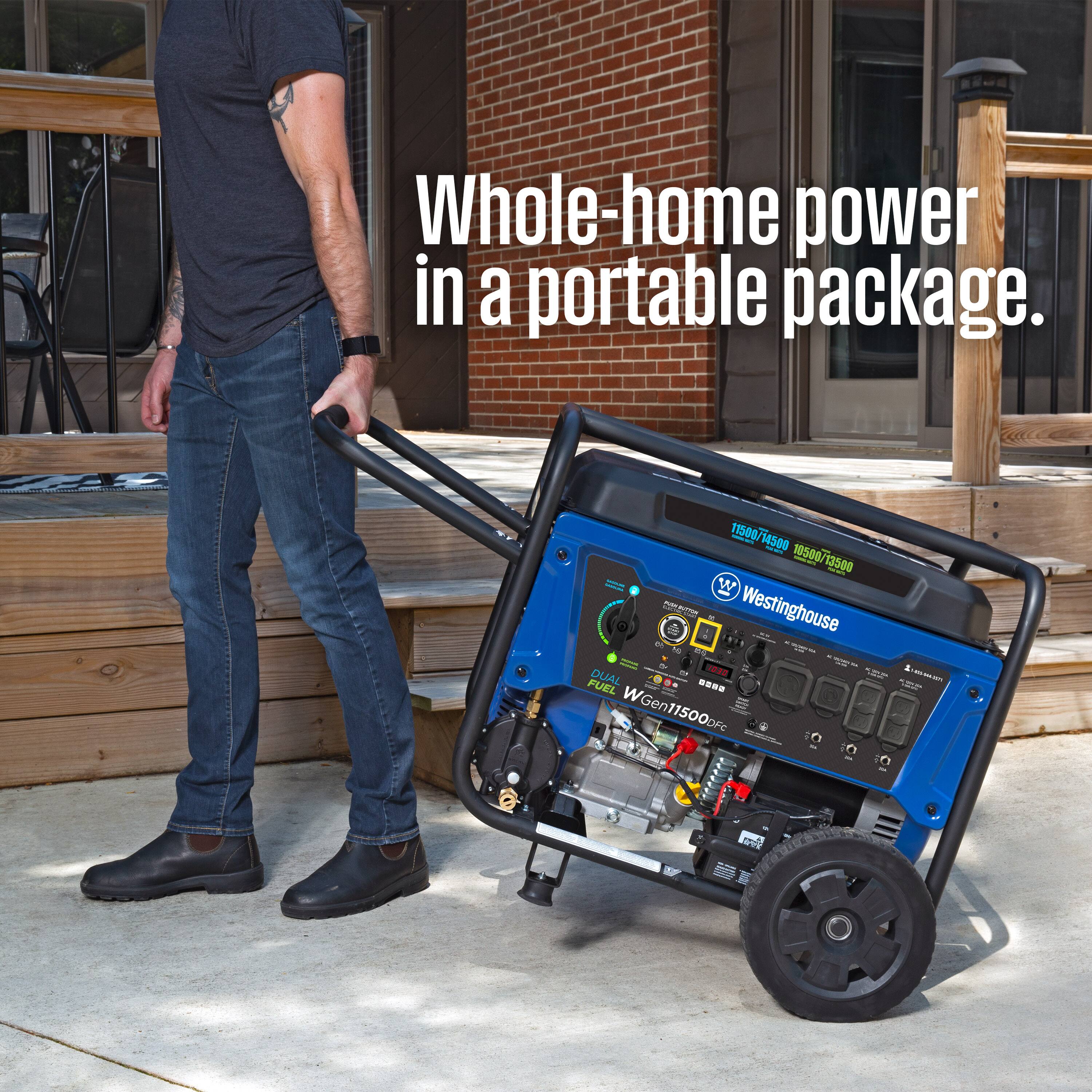 Whole-home power in a portable package. 11500 14500 10500/13500 10500/13500

Westinghouse
WGen11500DFc