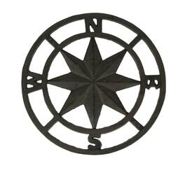 Chesapeake Bay - Cast Iron Nautical Compass Rose Indoor/Outdoor Wall Hanging - Brown