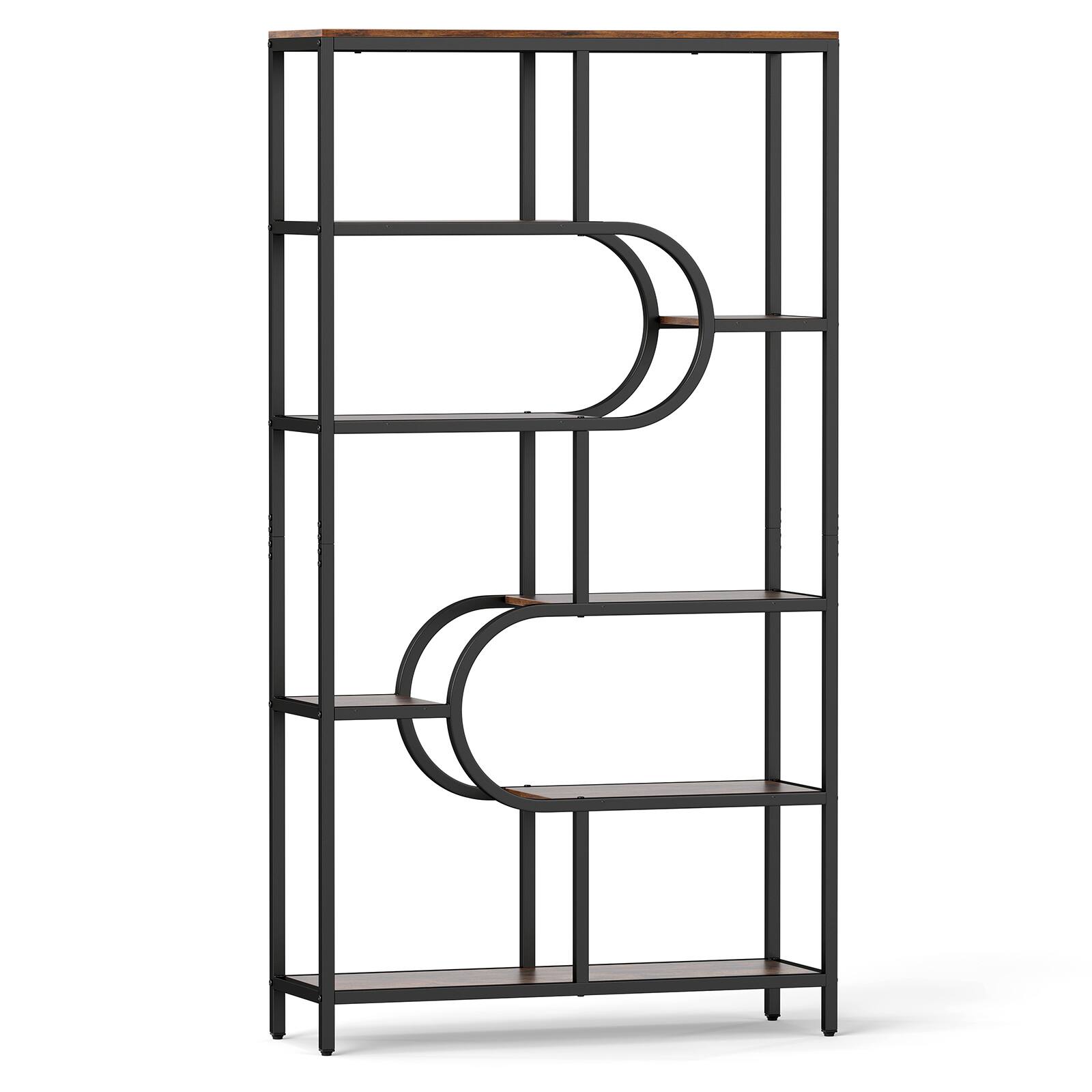 Alt View 9. Costway - Costway 2 PCS 5-Tier Bookshelf Tall Etagere Bookcase with Open Storage Shelvesn - Brown-U-shaped.