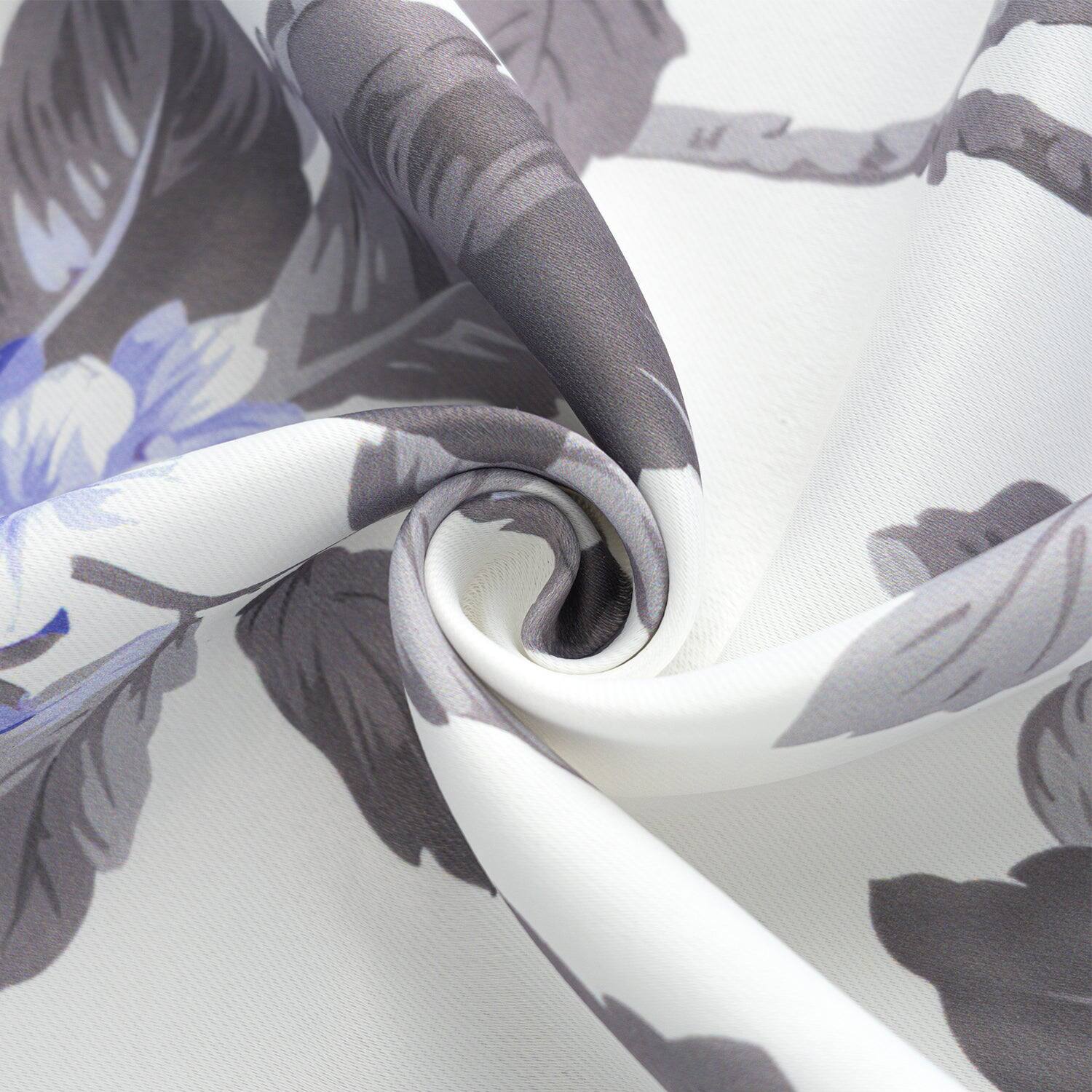 Left. Olivia Gray - Olivia Gray 100% Polyester 200 GSM Hydrangea Printed Blackout Grommet Curtain Panel 54" x 90" Lilac - Lilac.