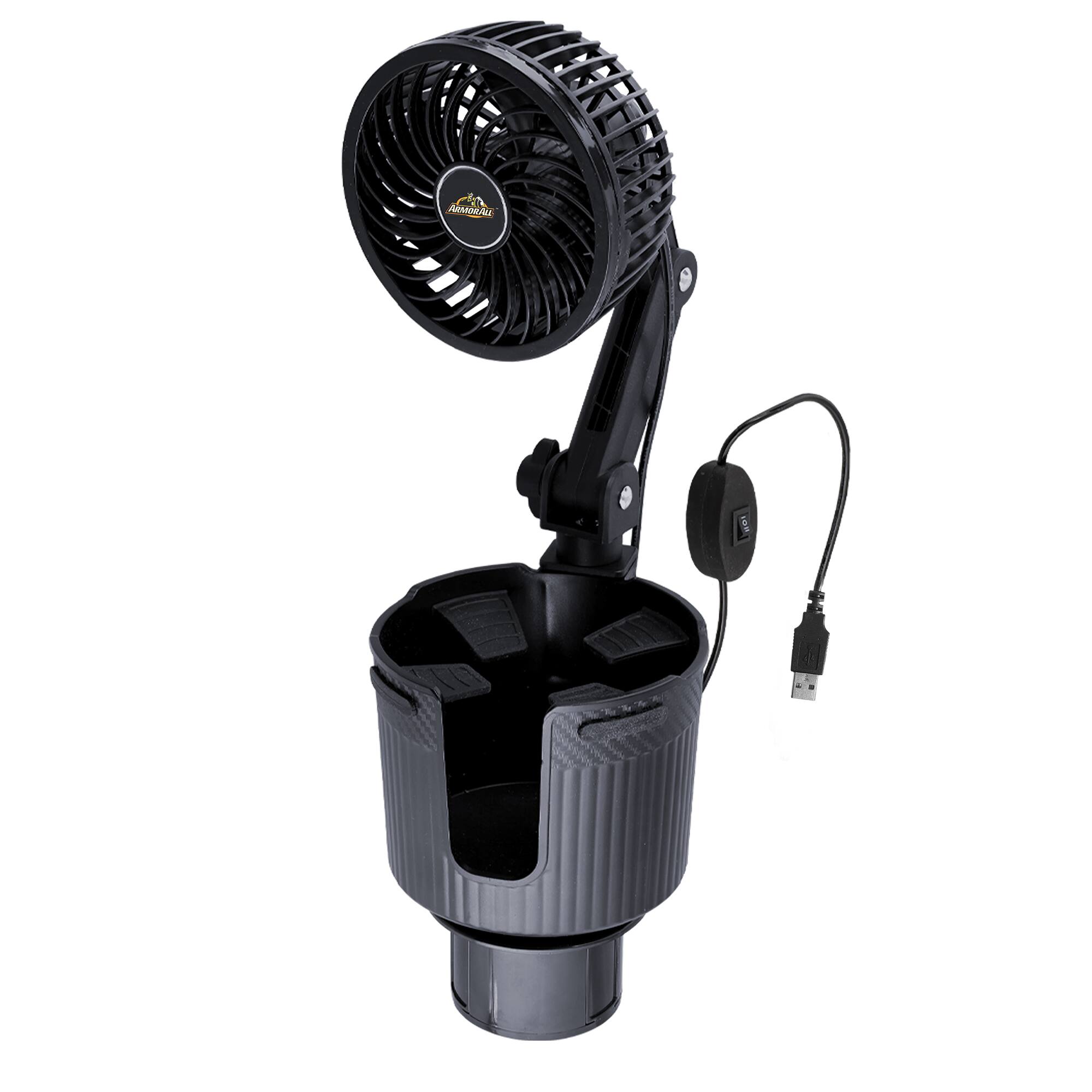 Alt View 4. Armor All - Armor All Car Fan Cupholder, 2-in-1 XL Cupholder and Mini 2-Speed Cooling Fan, USB A Powered, 360° Degree Rotatable - Black.