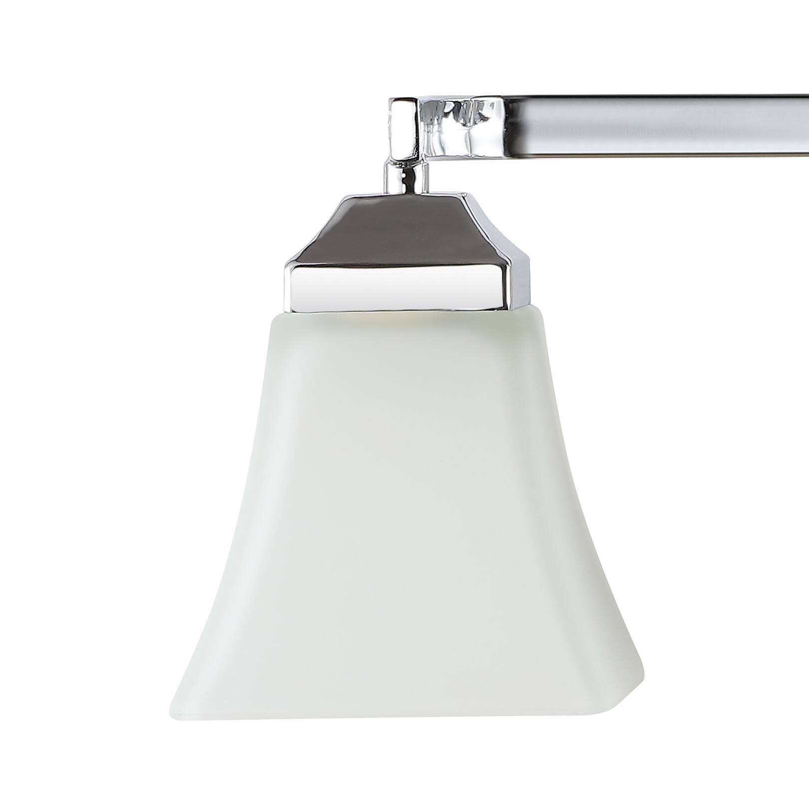 Alt View 4. Jonathan Y - Staunton 33" 4-Light Farmhouse Cottage Metal LED Vanity Light with Frosted Glass Shades, Chrome - Chrome.