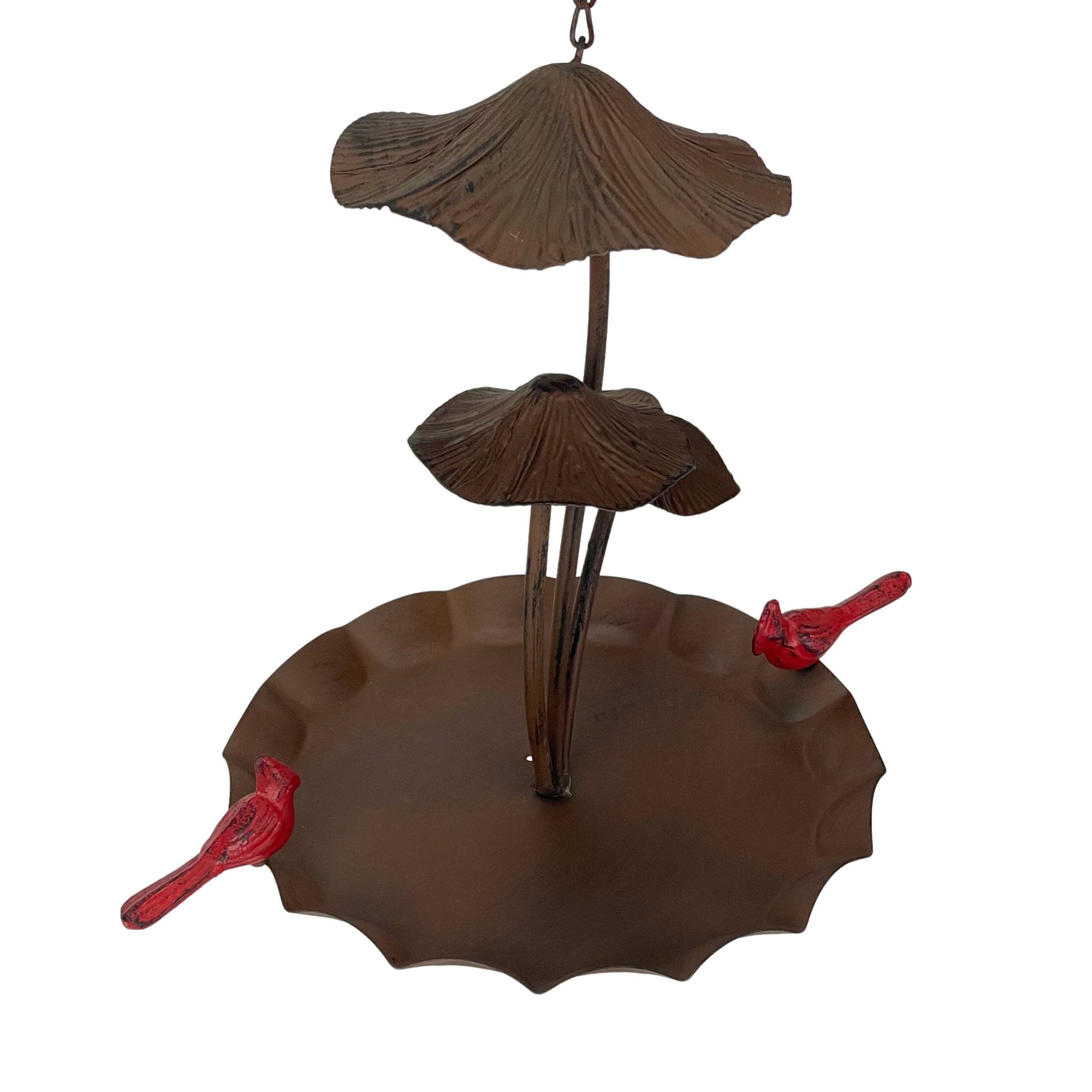 Alt View 1. Things2Die4 - Rustic Brown Triple Mushroom Bird Feeder – Pie Plate Tray, Farmhouse Decor - Multicolored.