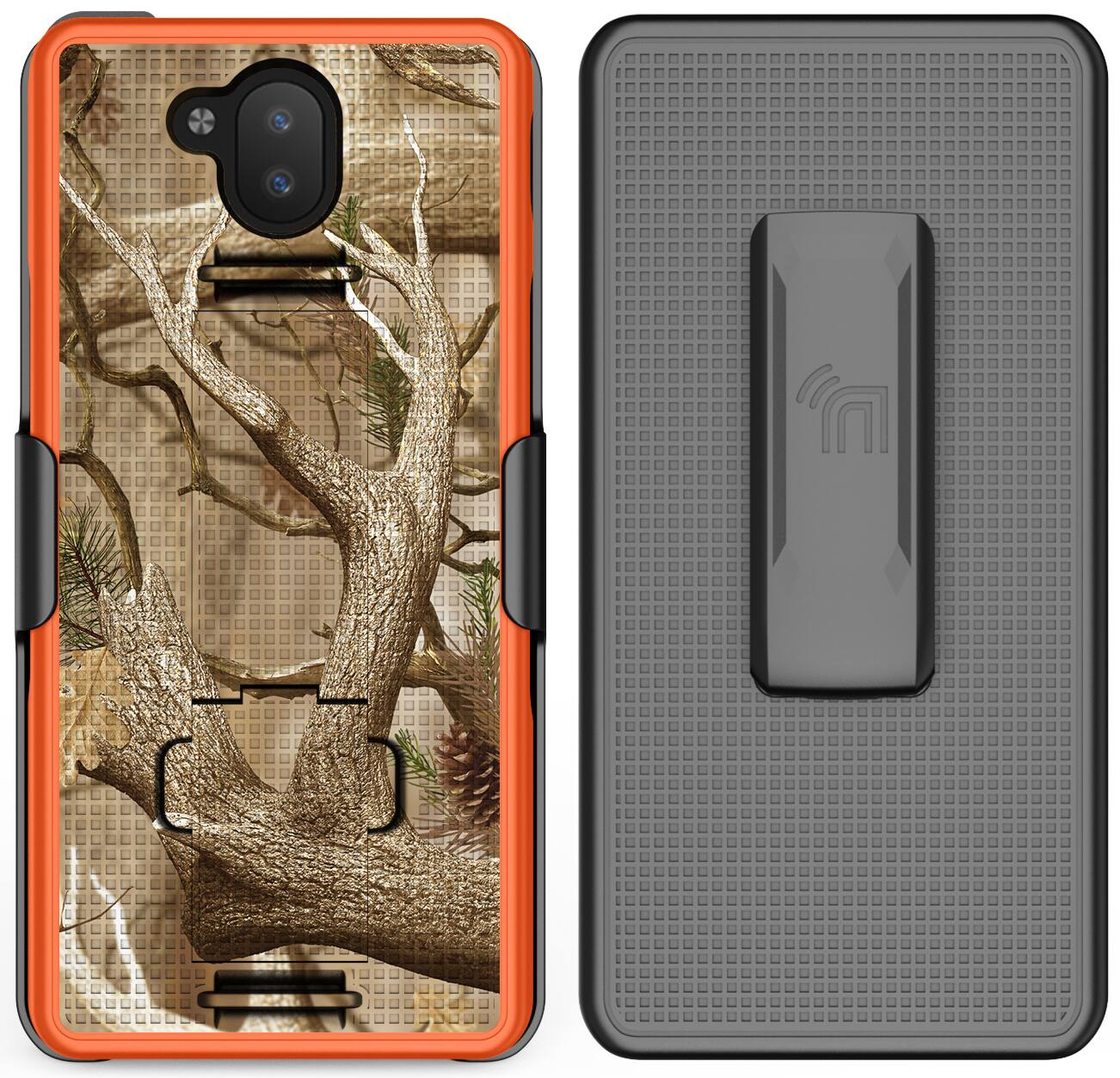 Alt View 6. Nakedcellphone - Case with Stand and Belt Clip Holster Combo for Sonim XP10 (XP9900) - Hunter Camo.