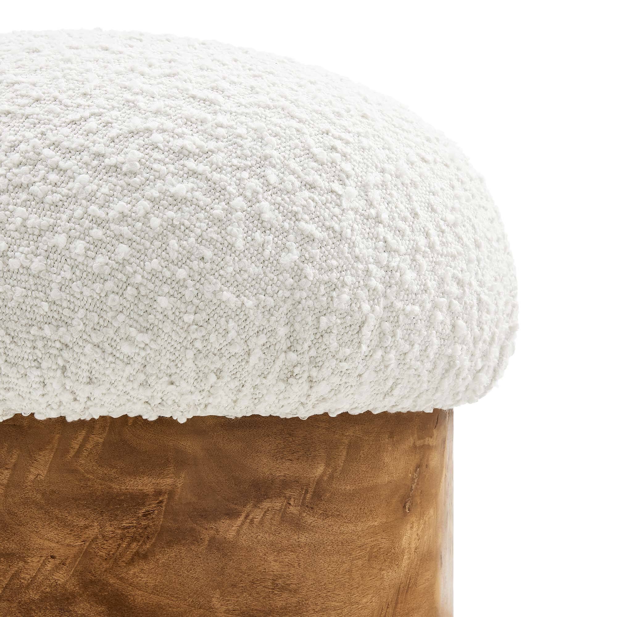 Alt View 5. Modway - Breeze Boucle Upholstered Ottoman by Modway - Ivory Burl.