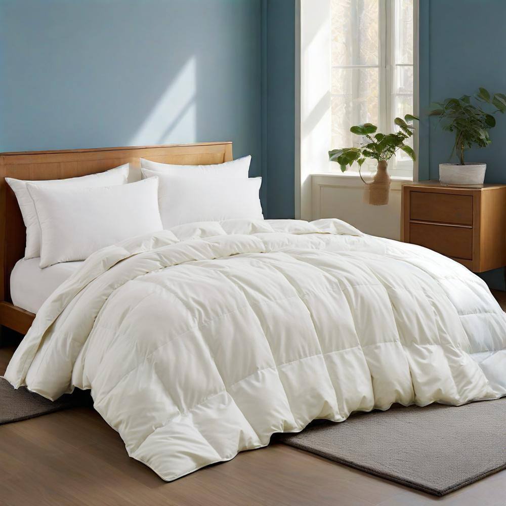Angle. Peace Nest - Peace Nest All-season White Goose Down Feather Fiber Comforter Duvet Insert, White, King - White.