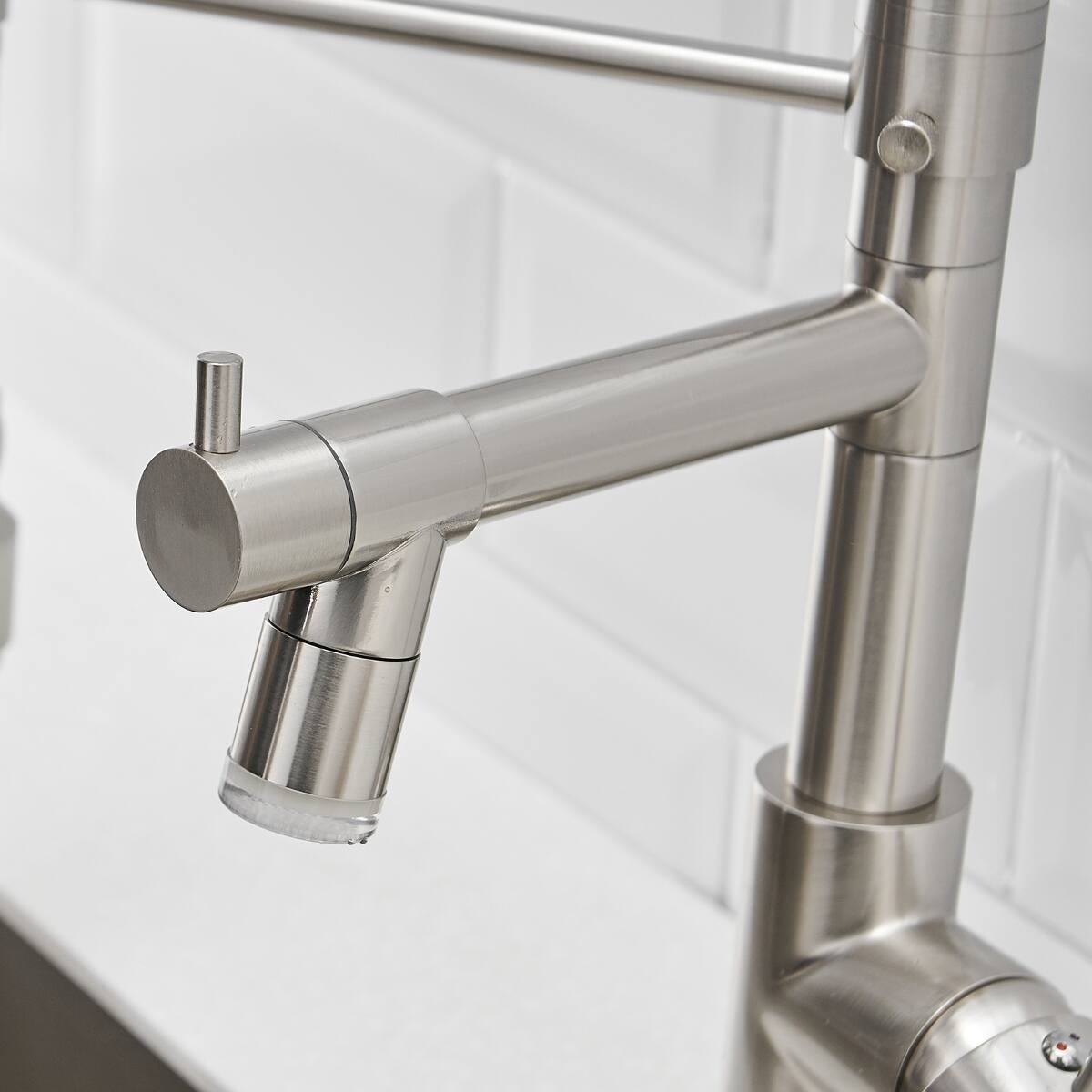 Alt View 2. Ropilly - Ropilly LED Kitchen Faucet with Pull Down Sprayer, Brushed Nickel Single Handle Kitchen Sink Faucet - Brushed Nickel.