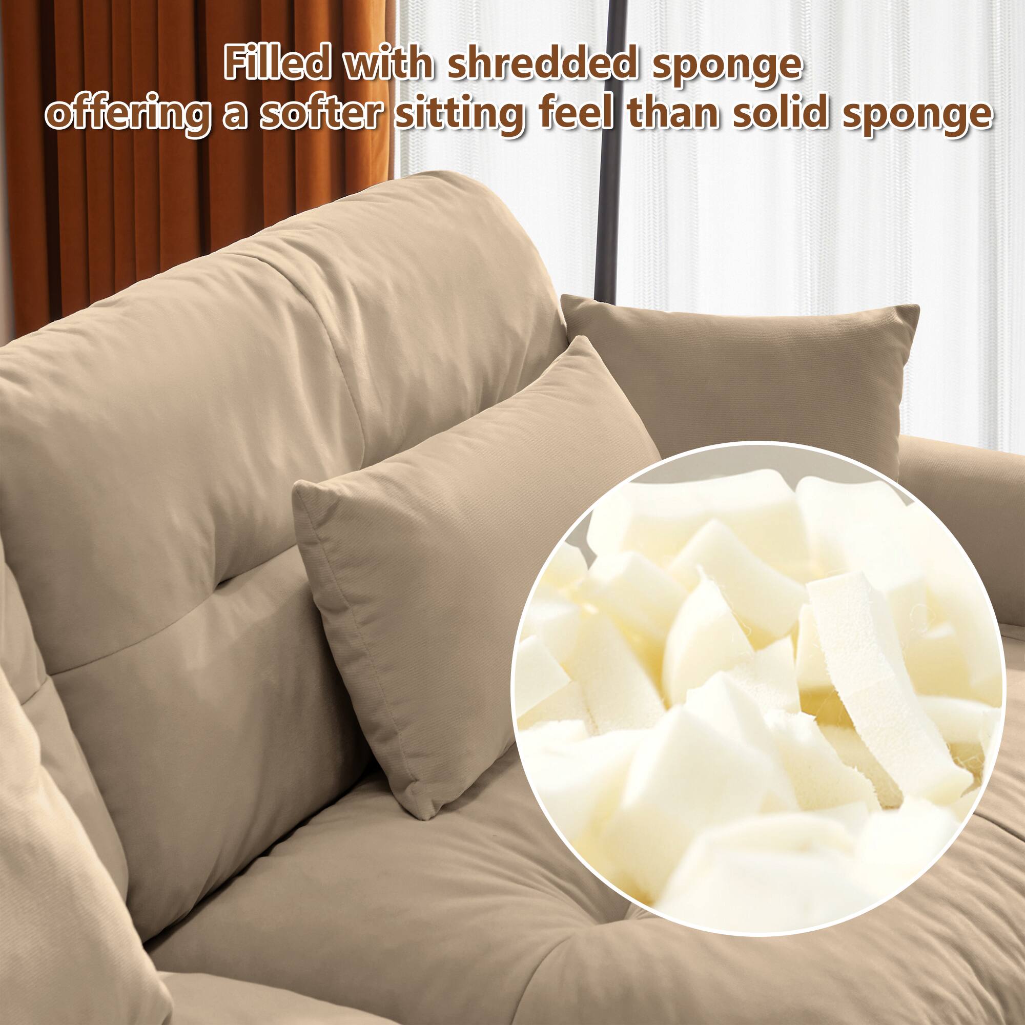 Filled with shredded sponge offering a softer sitting feel than solid sponge