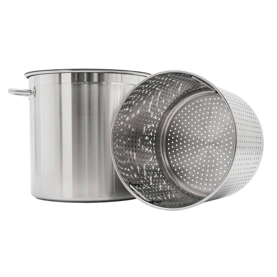 Alt View 2. Home Collection - 55 Qt Stainless Steel Seafood Boil Pot with Basket and Lid - Silver.