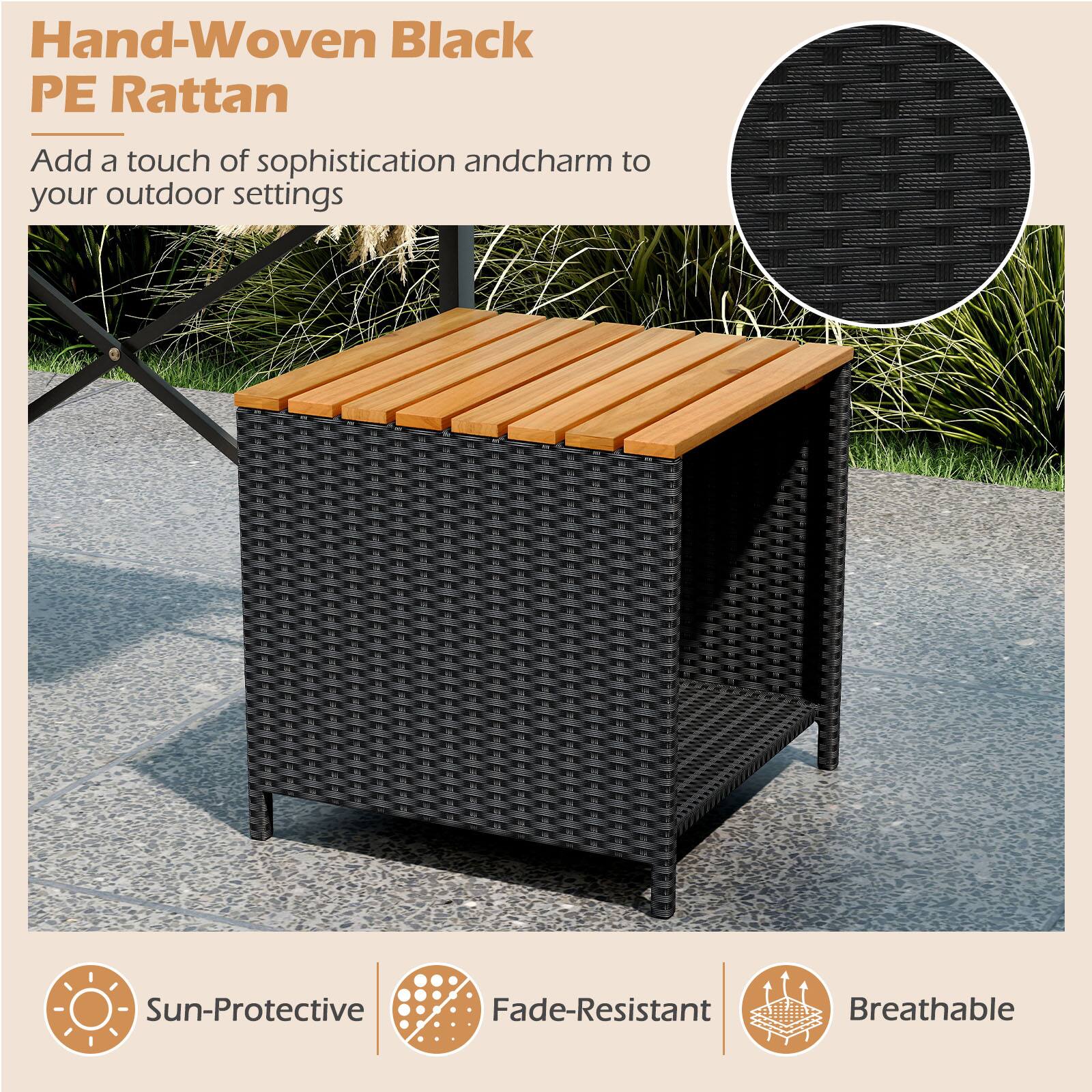 Hand-Woven Black PE Rattan

Add a touch of sophistication and charm to your outdoor settings

Sun-Protective  
Fade-Resistant  
Breathable