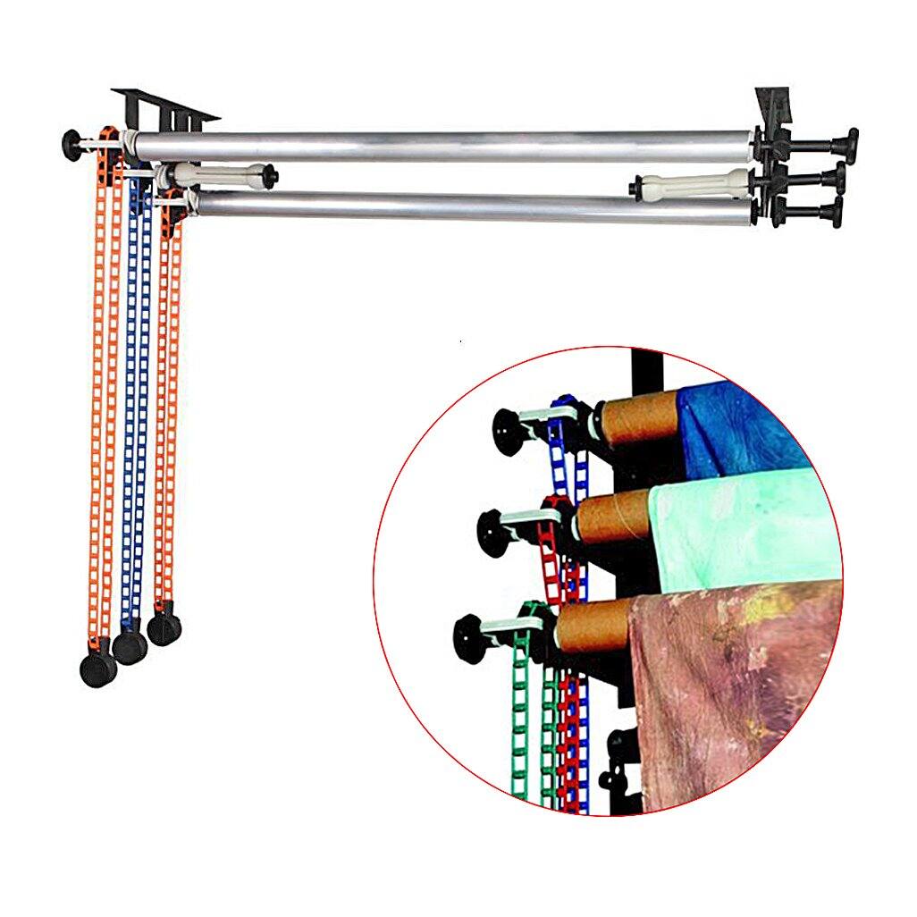 Left. Neewer - 3-Roller Manual Wall Mount Background Support System, 22lb/Roller, Full Kit.