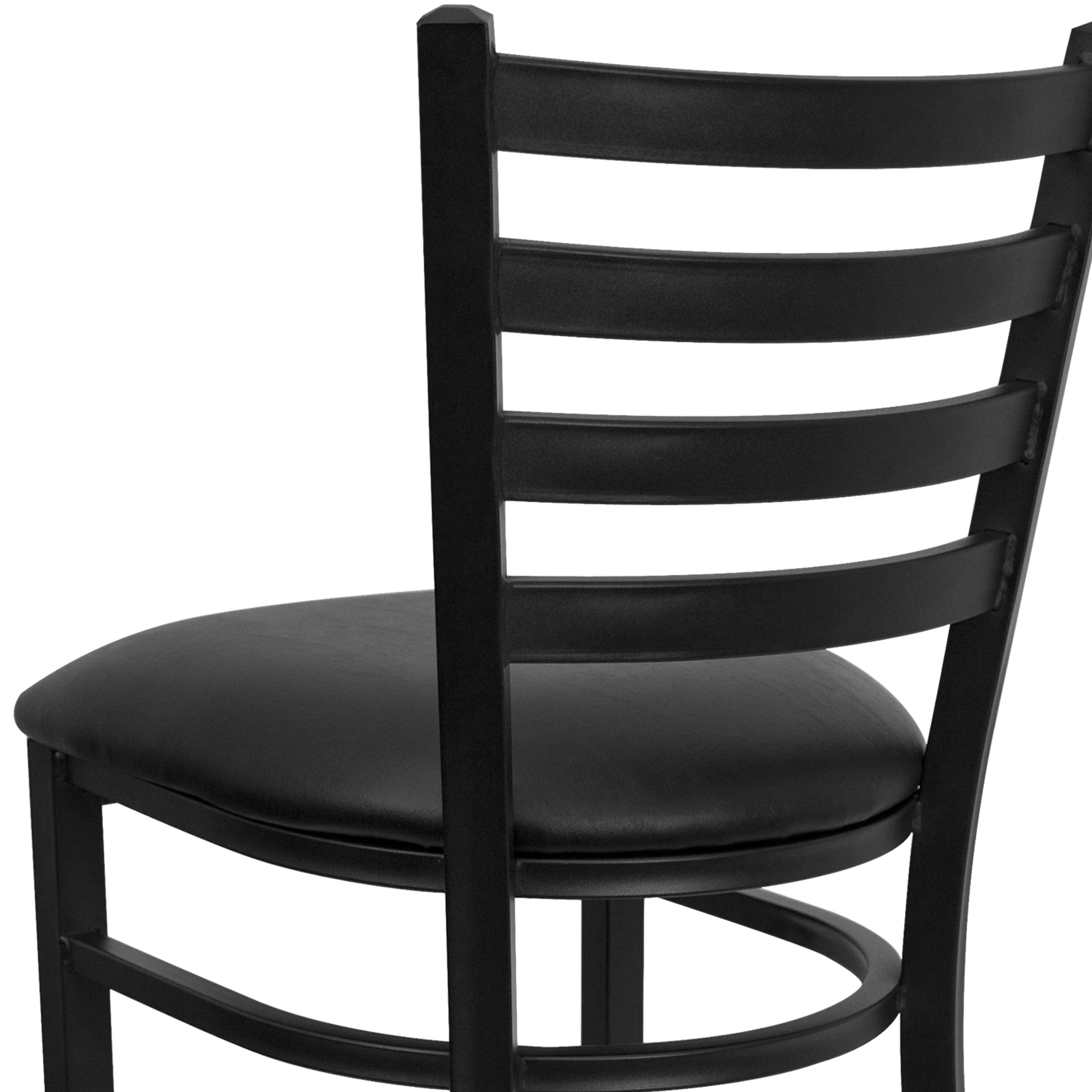 Alt View 15. Alamont Home - Hercules Black Ladder Back Metal Restaurant Barstool - Black Vinyl Seat - Black Vinyl Seat/Black Metal Frame.
