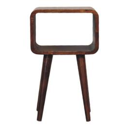 Artisan Furniture - Solid Wood Mini Curved Open Nightstand, Nordic Legs, Dark Brown - Chestnut
