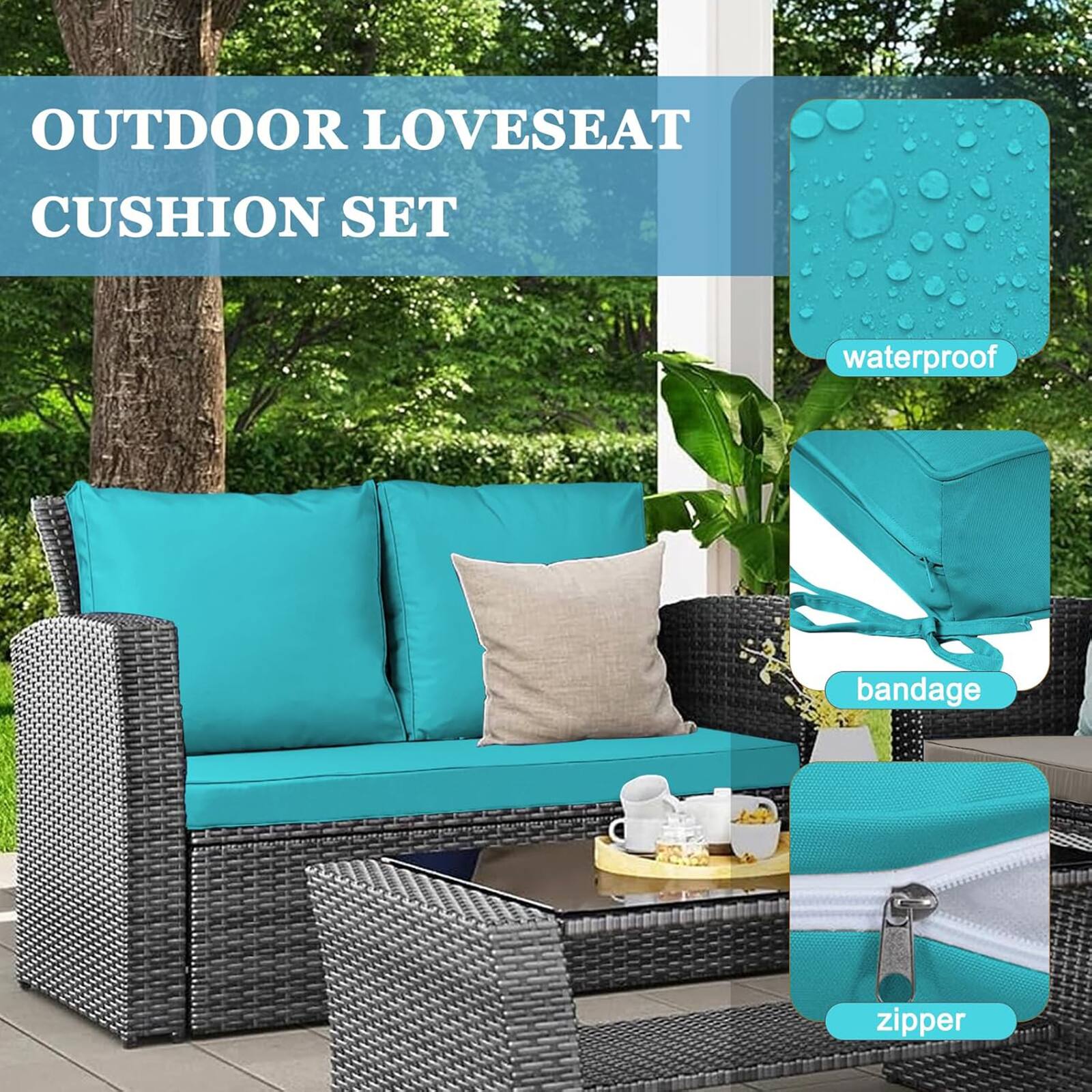 OUTDOOR LOVESEAT CUSHION SET

- waterproof
- bandage
- zipper