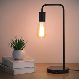 Oumilen - Modern Desk Lamp with Marble Base, Industrial Black Table Lamp for Bedroom Office Living Room