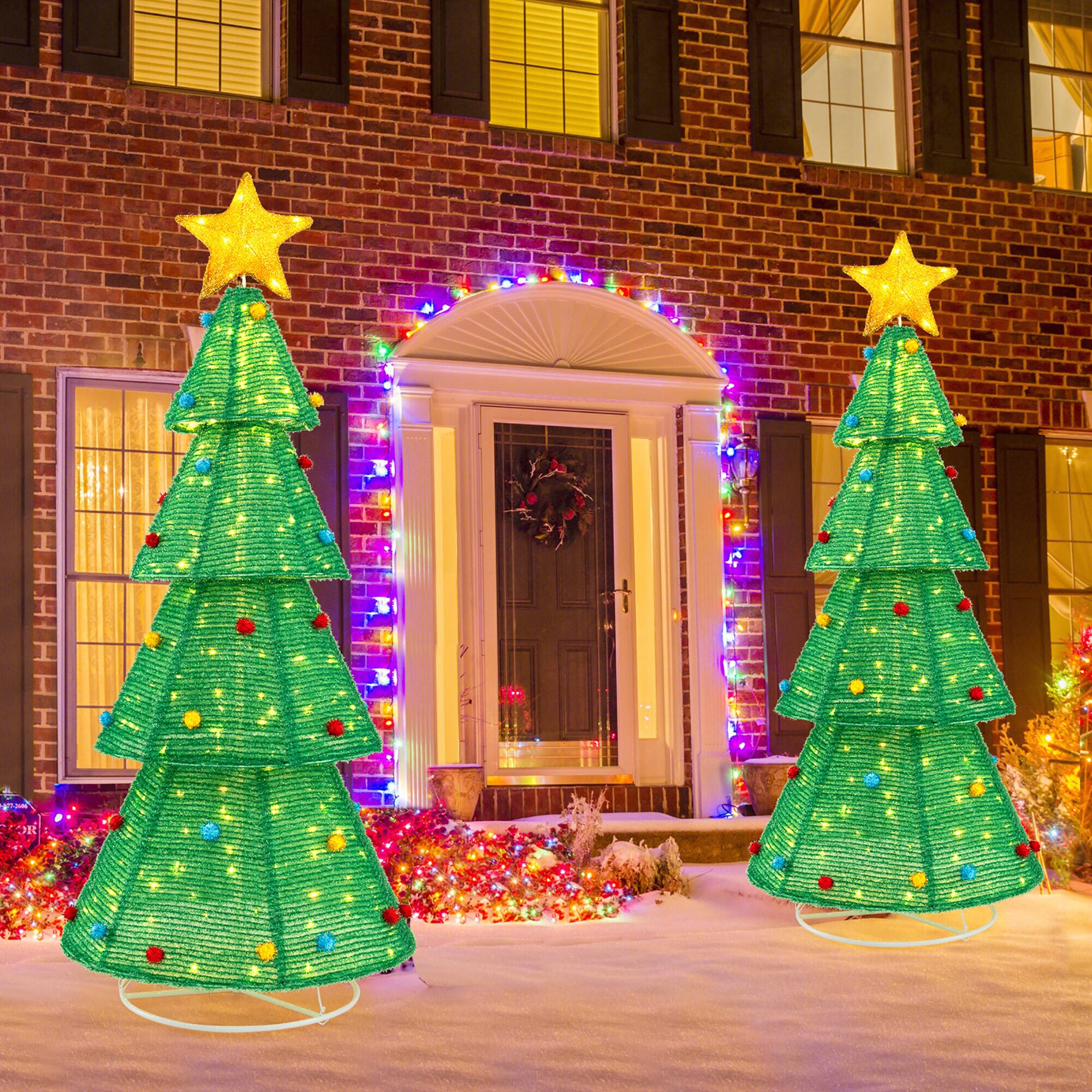 Alt View 3. Gymax - Gymax 6.2 FT Collapsible Christmas Tree w/ 200 Built-in LED Lights Top Star Decoration - Green.