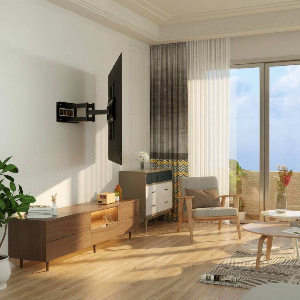 Alt View 1. Dazzed Corner - Full Motion TV Wall Mount 55–100", Heavy Duty, Swivel Tilt, VESA 800x600 - Black.