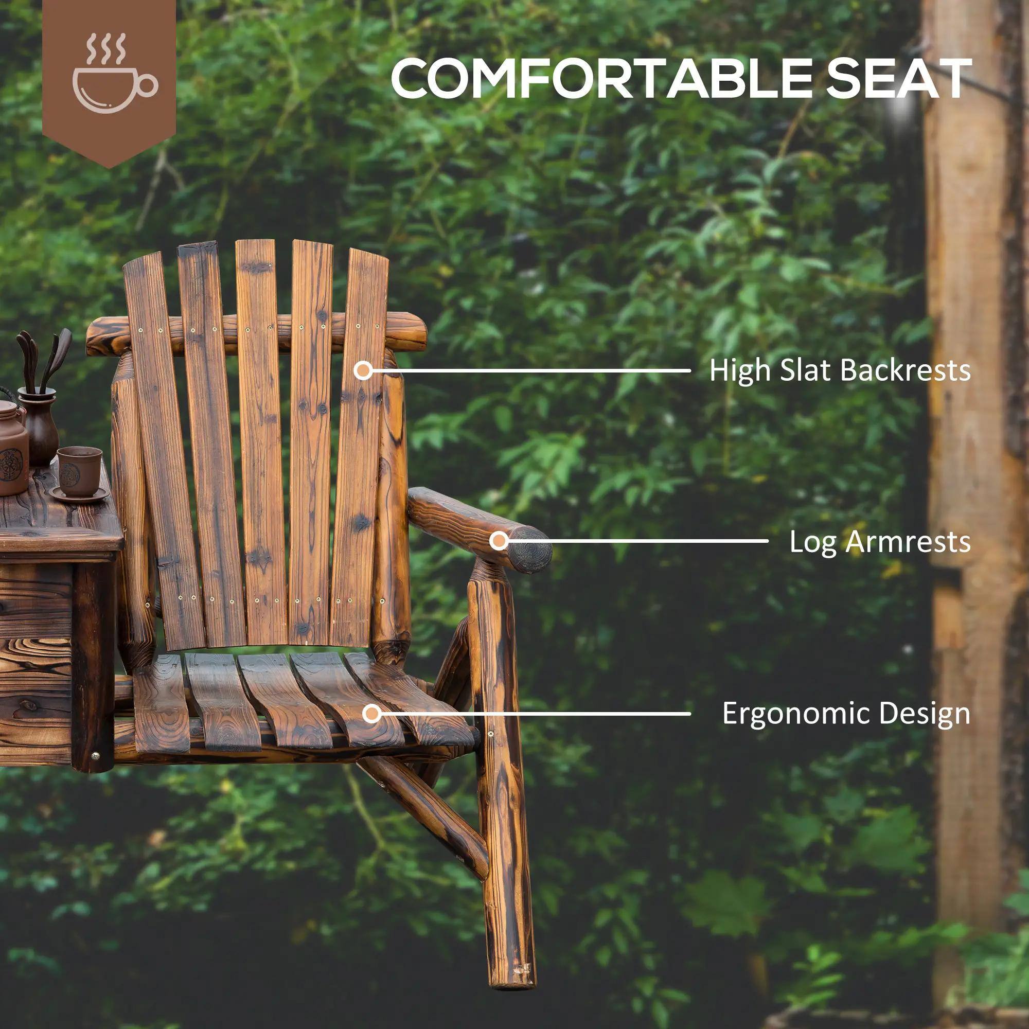 COMFORTABLE SEAT

- High Slat Backrests
- Log Armrests
- Ergonomic Design