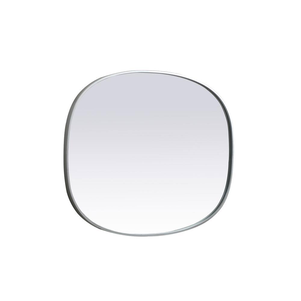 Left. Elegant Decor - Metal Frame Oval Mirror 30x40 Inch in Silver - Silver.