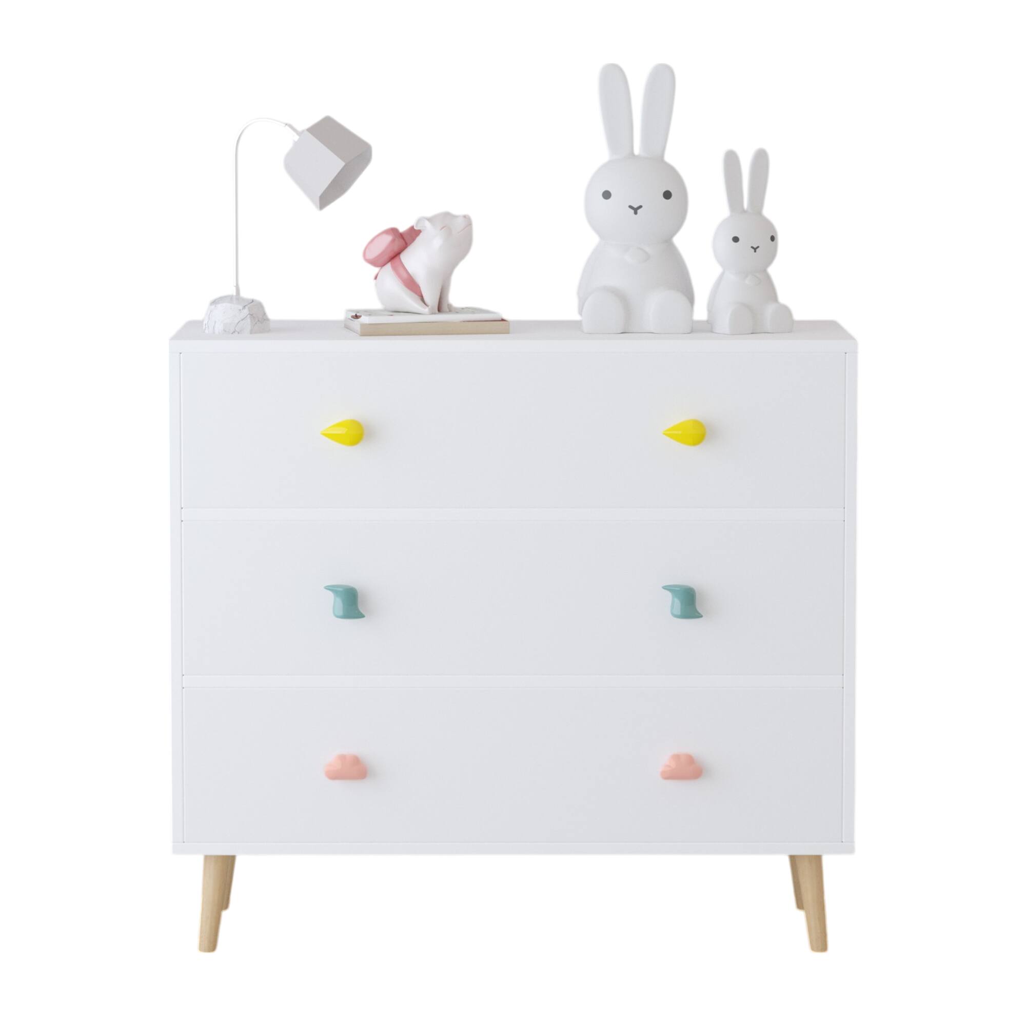 Alt View 5. Z-Edge - Kids 3 Drawer Dresser, Baby Nightstand for Bedroom, Storage Cabinet for Toddler Child for Living Room, Toddler Room - White.