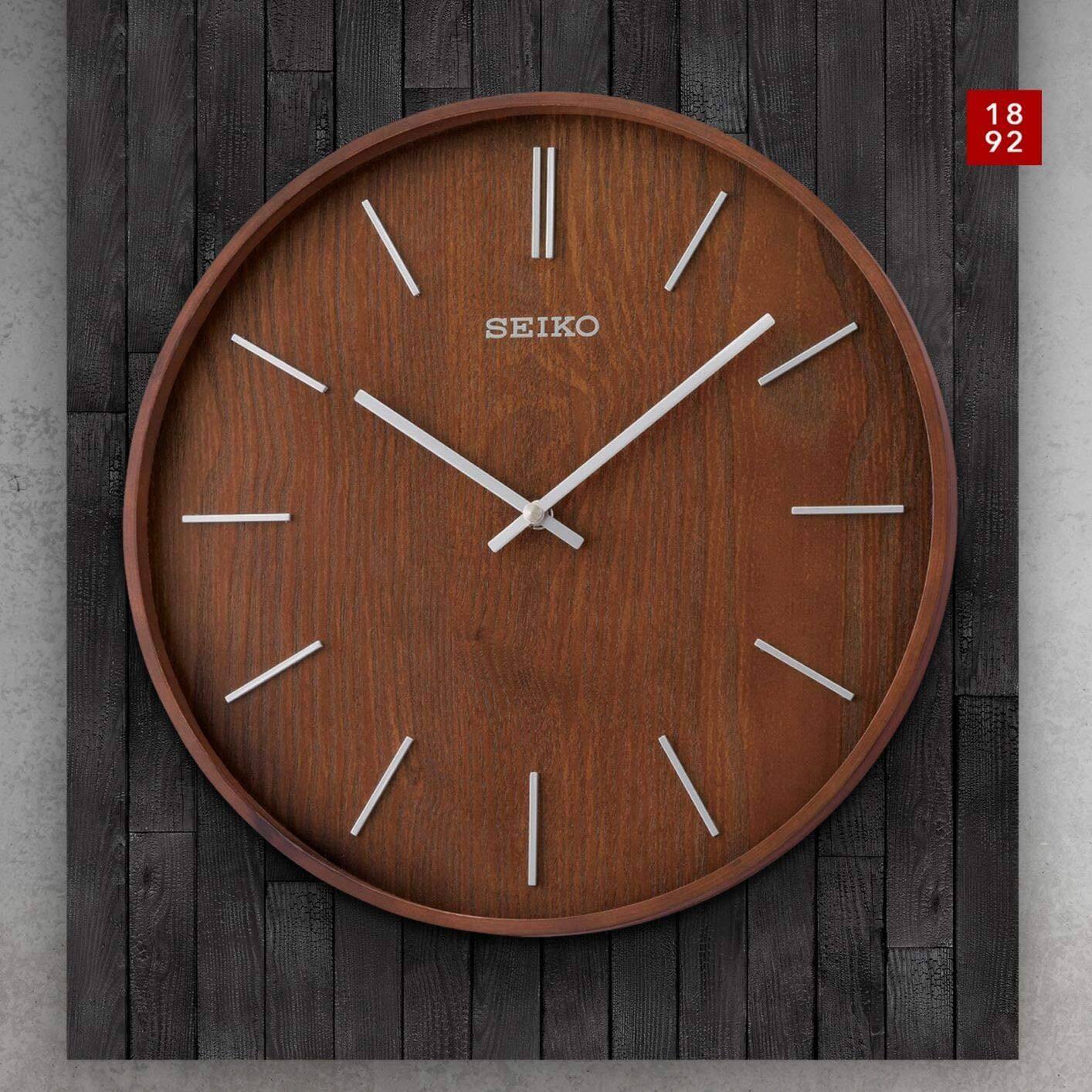 Angle. Seiko - Seiko 13" Maddox Wooden Wall Clock, Brown - Gold & Brown.