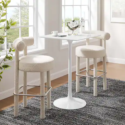 Front. Modway - Lippa Square Wood Bar Table - White.
