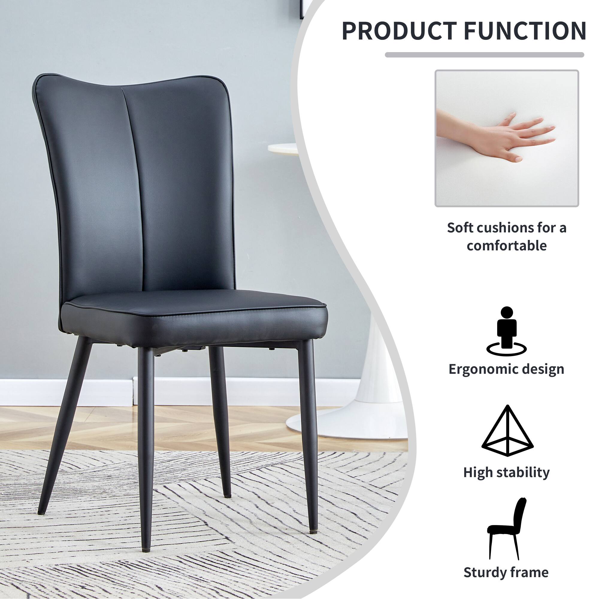 PRODUCT FUNCTION

- Soft cushions for a comfortable
- Ergonomic design
- High stability
- Sturdy frame
