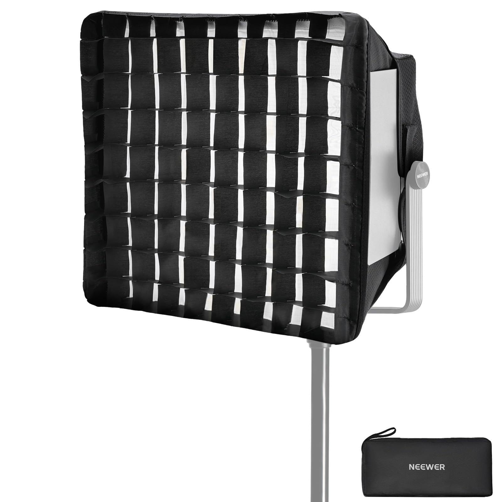 Front. Neewer - Upgraded Softbox for NEEWER RGB1200 Light, 14.6x13.6", Foldable, w/ Grid & Hood, NS5S.
