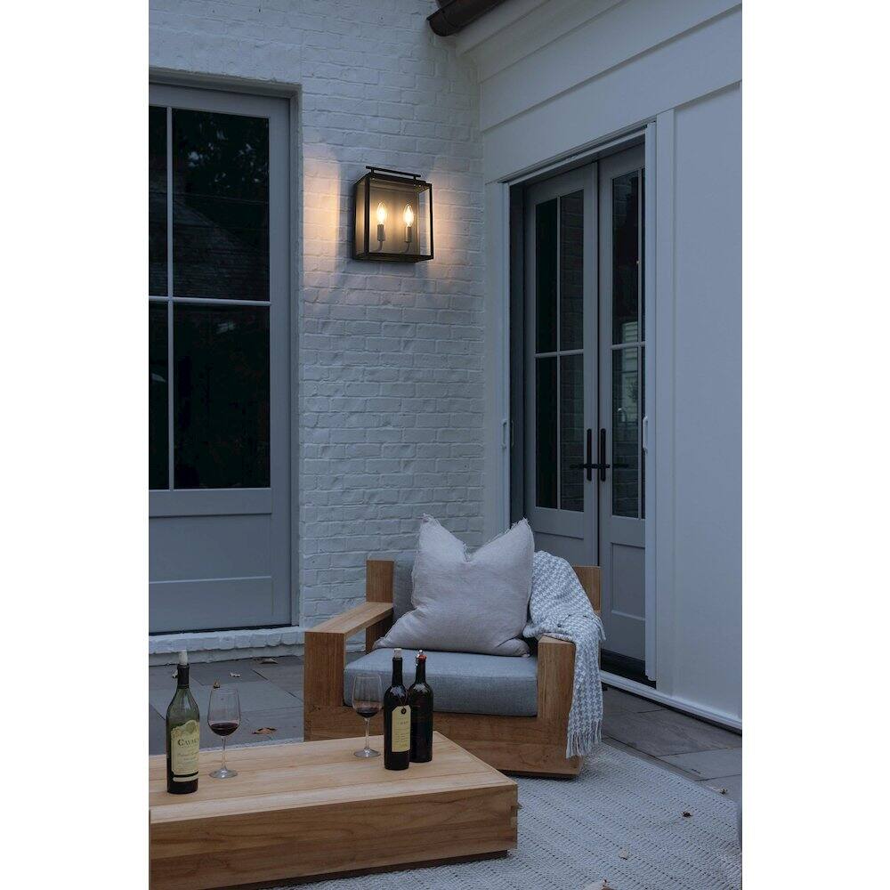 Alt View 4. Elegant Lighting - Valentin 9 Inch Outdoor Wall Sconce In Black - Black.