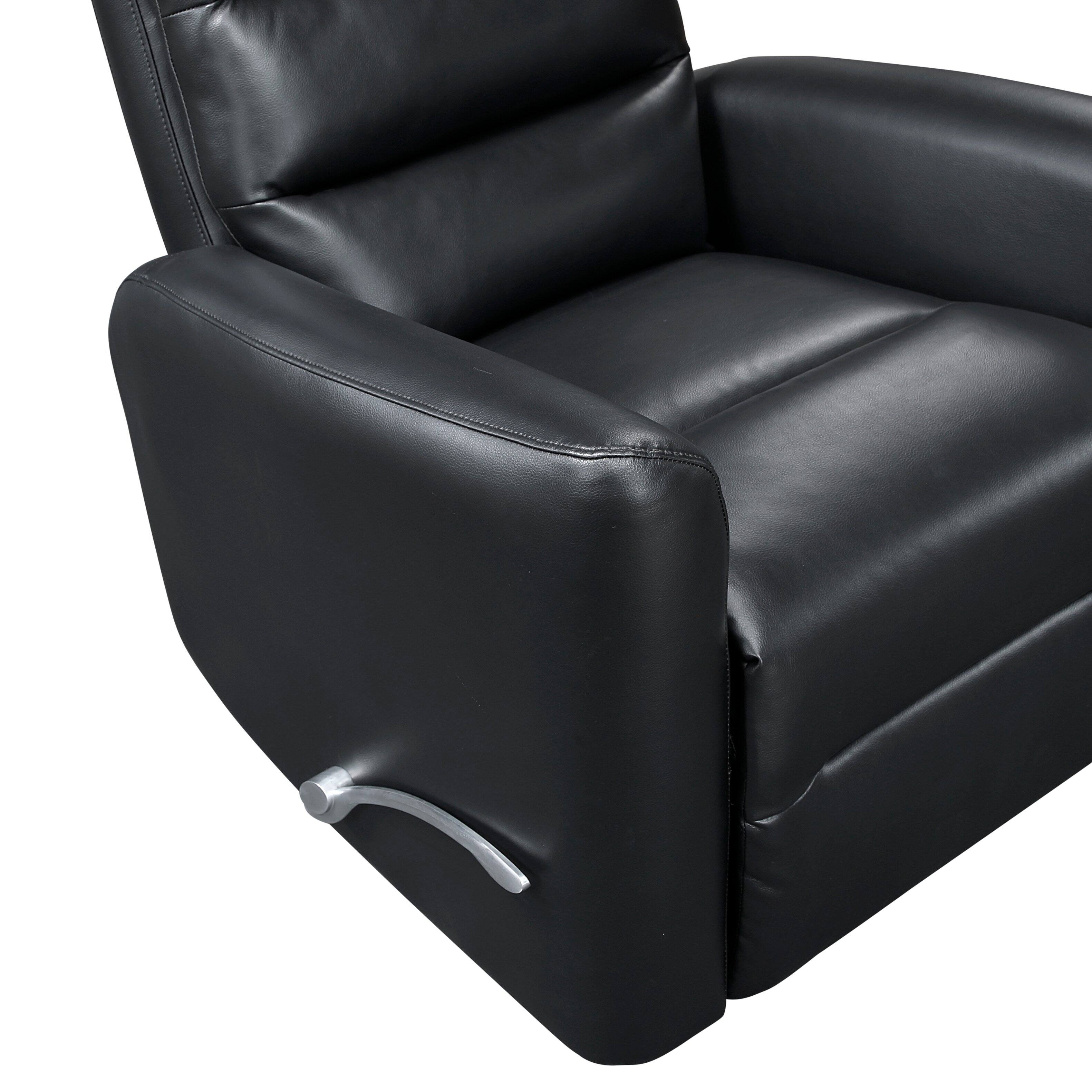 Alt View 3. TinyHomie - Glider Reclining Chair Swivel Motion Black Breathable Faux Leather Upholstery Luxury Living Room Furniture - Black.