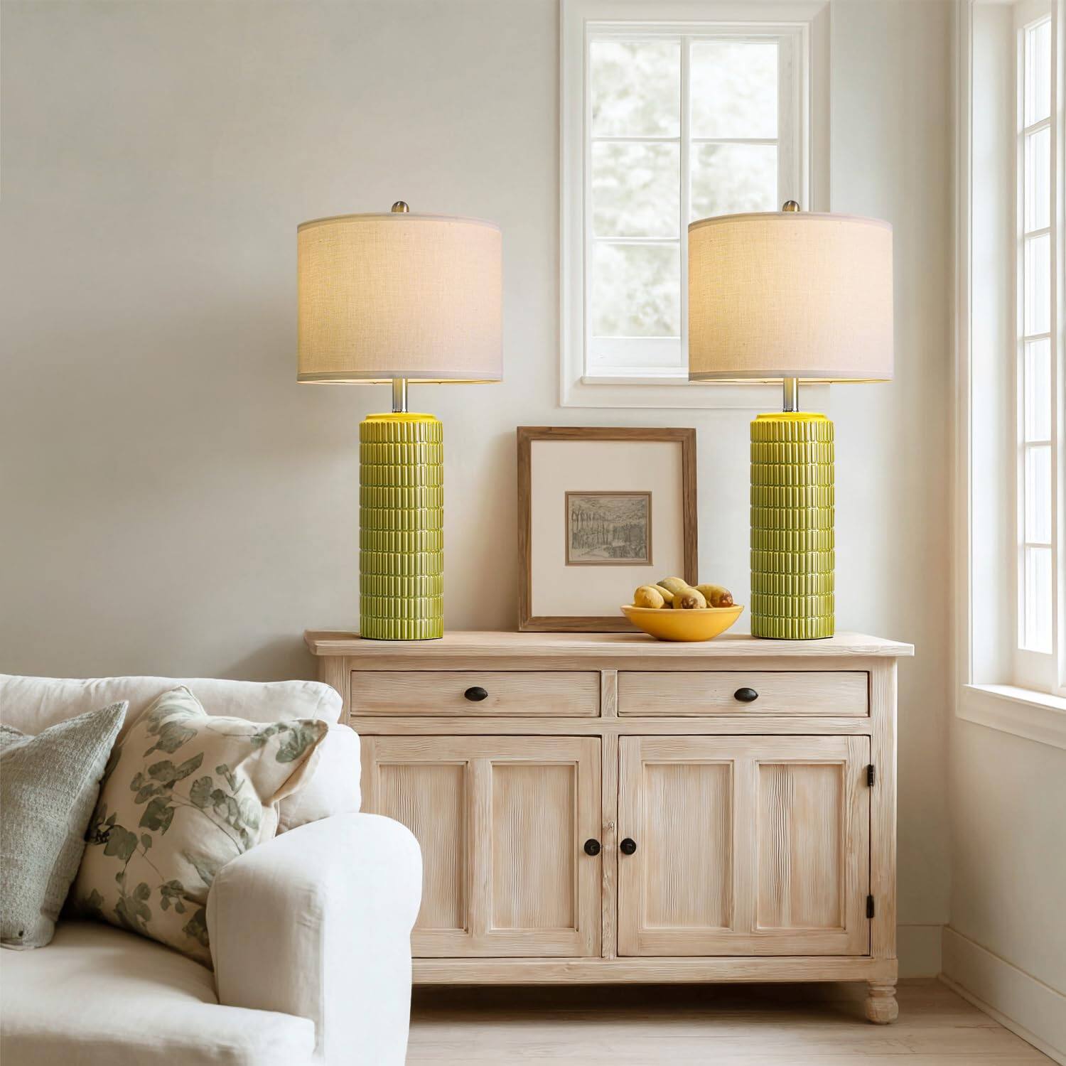 Retro Vintage Green - 27.5'' Ceramic Lamps