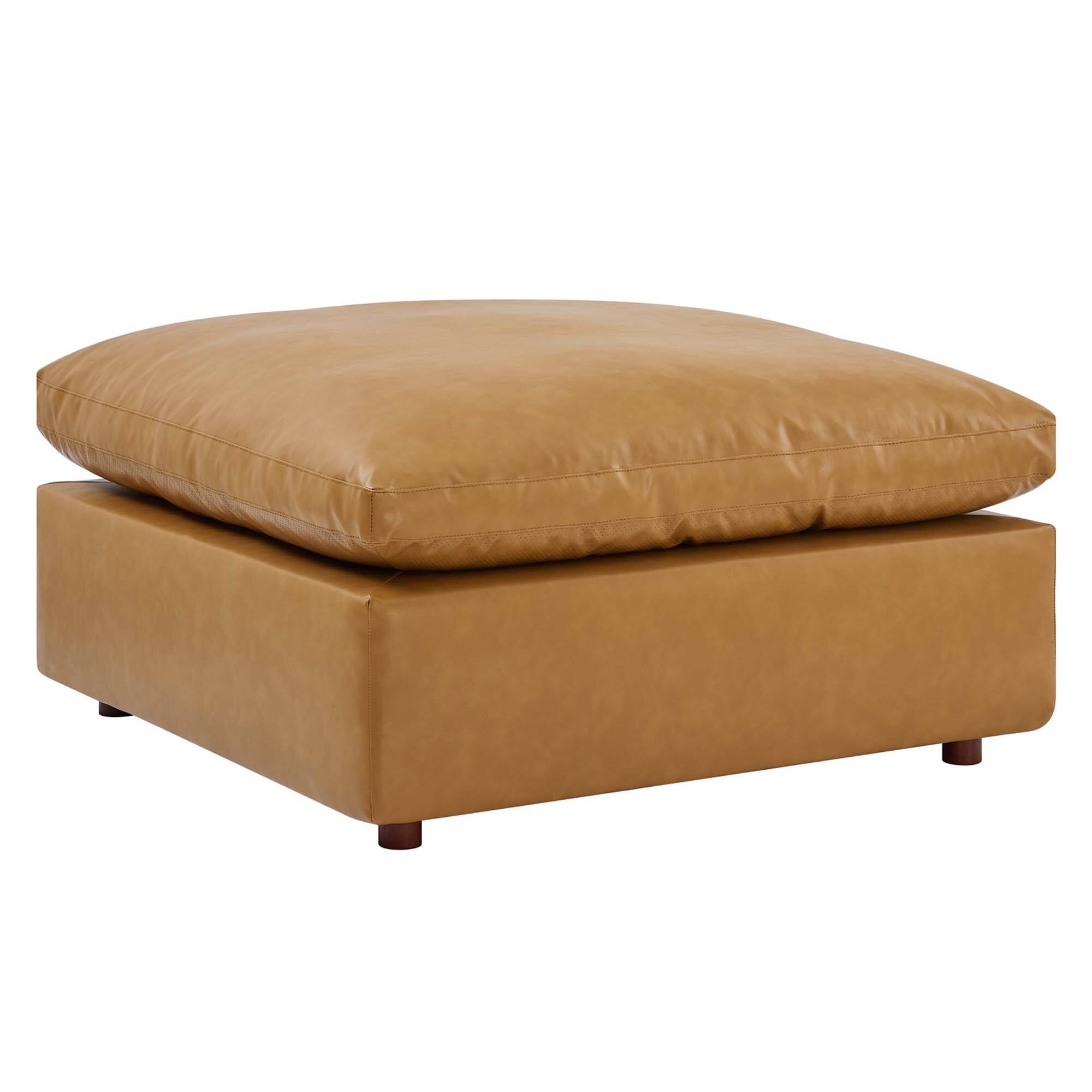 Angle. Modway - Commix Down Filled Overstuffed Vegan Leather Ottoman by Modway - EEI-4695-TAN.