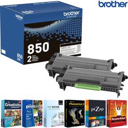 Brother - TN8502PK High-Yield Toner Black (Twin Pack) with Tech Smart USA Printer Softwares