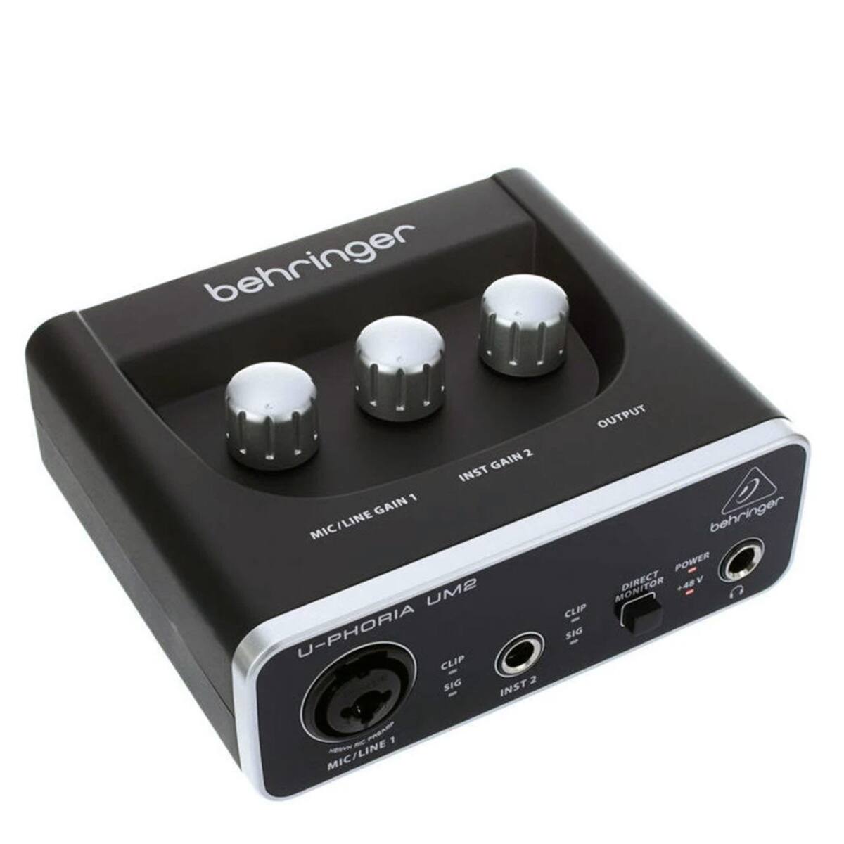 behringer OUTPUT 2 INST GAIN 1 GAIN behringer MIC/LINE POWER UM2 MONITOR +48V CLIP U-PHORIA CLIP SIG SIG INST2 1 MIC/LINE