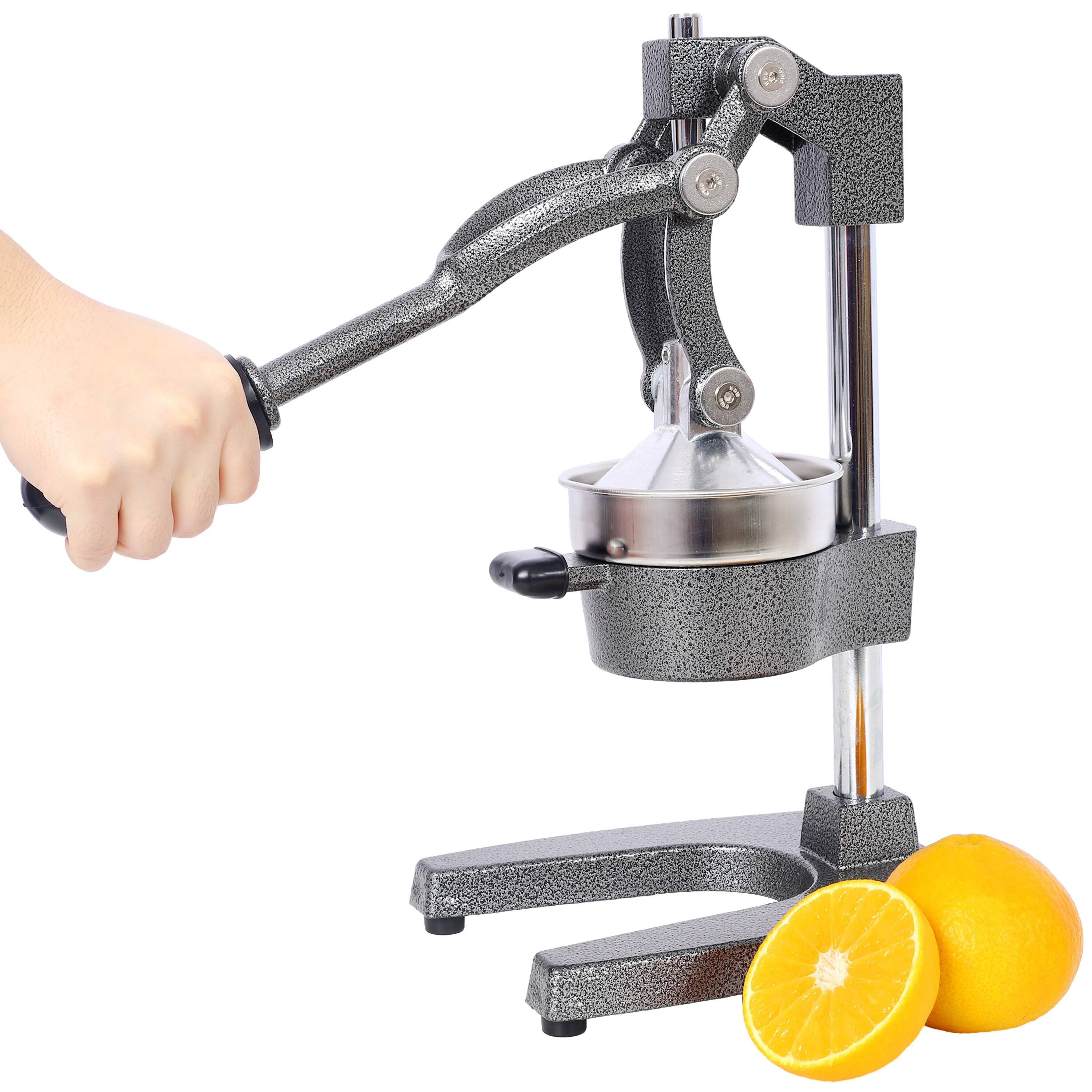 Angle. Dexmalle - Dexmalle Professional Cast Iron Citrus Juicer, Manual Hand Press, Heavy Duty, Stainless Steel Cup-Gray - Grey.