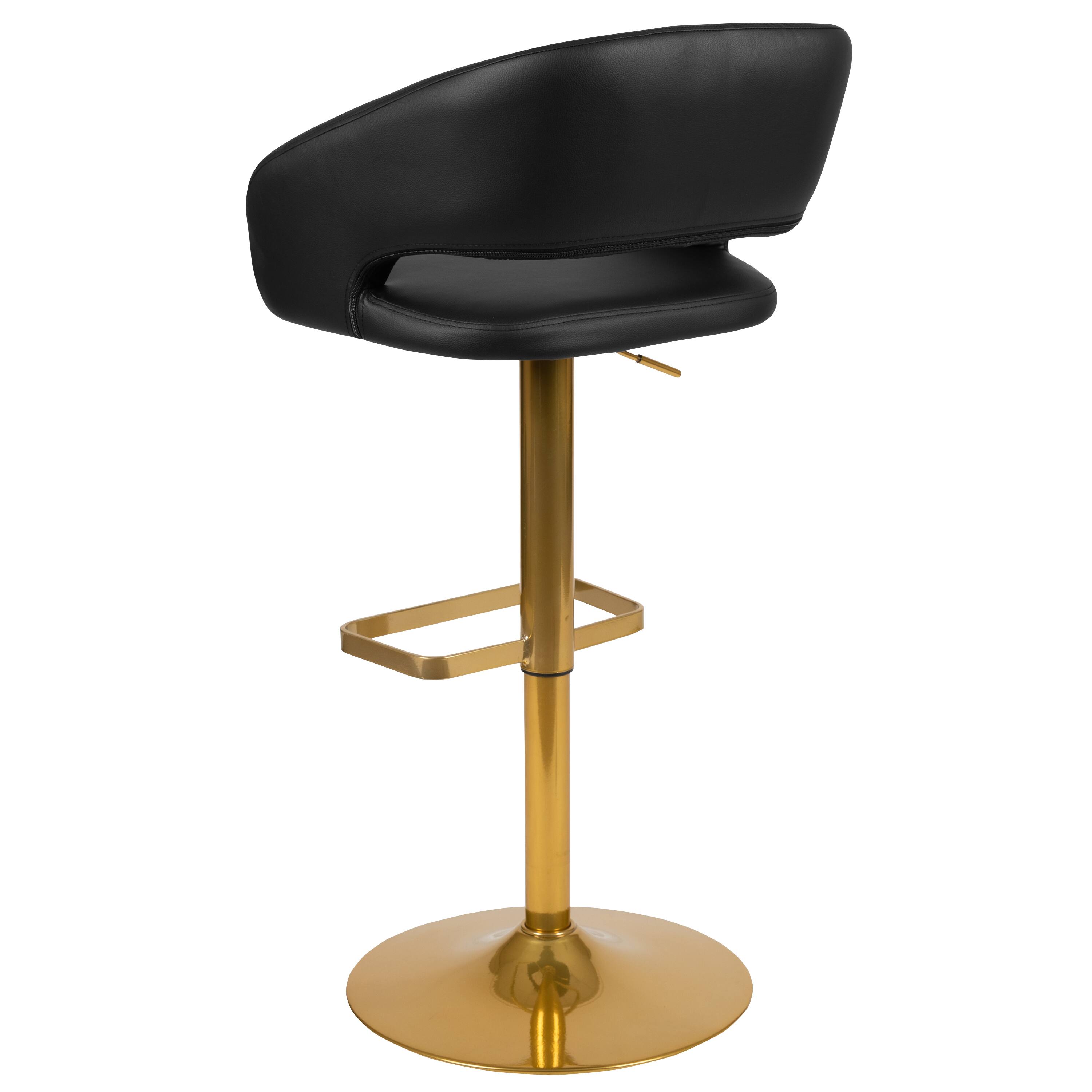 Alt View 16. Alamont Home - Contemporary Vinyl Adjustable Height Barstool with Rounded Mid-Back - Black.