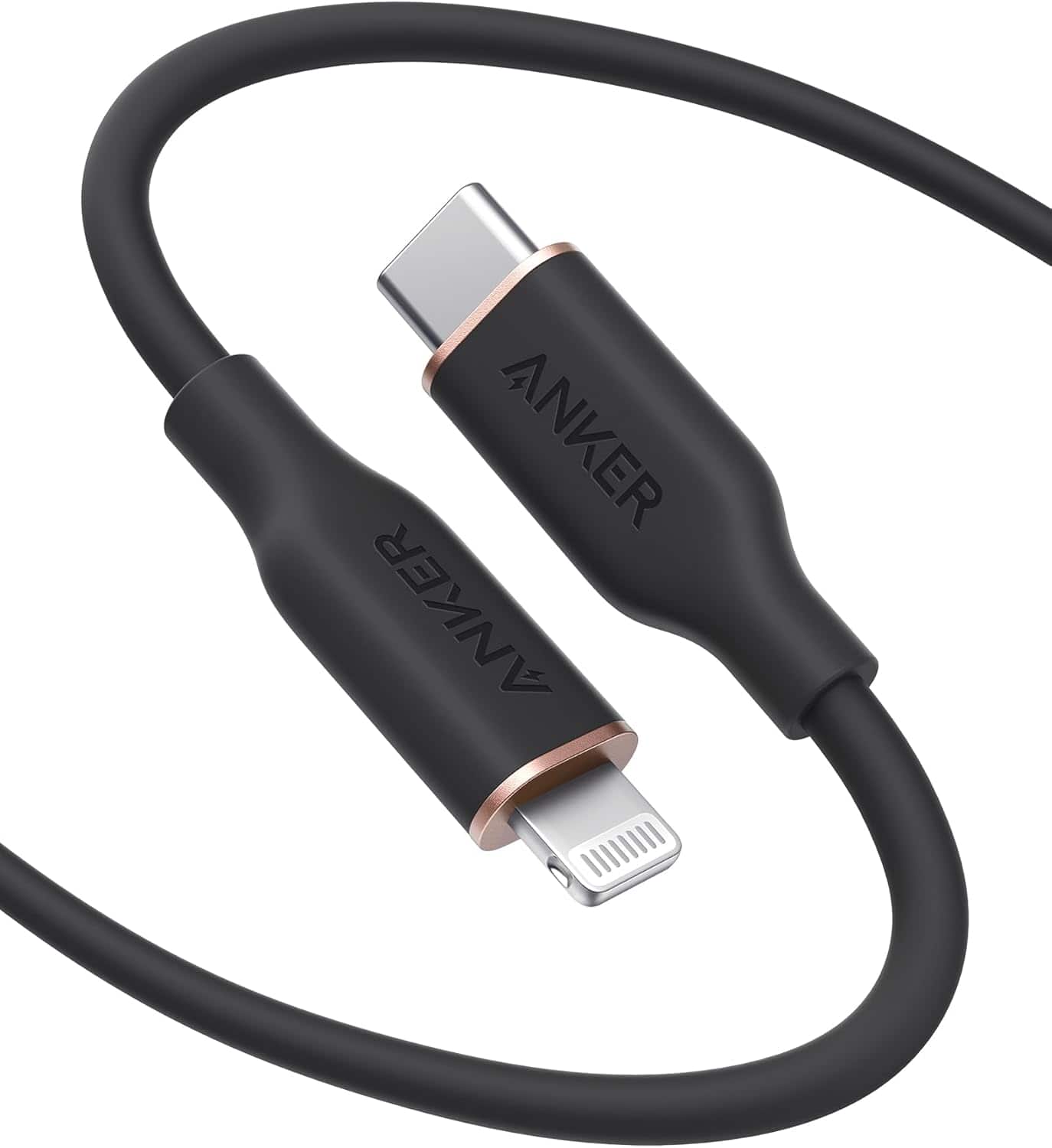 Anker - USB C to Lightning Cable Powerline III Flow Silicone Charging Cable - Midnight Black