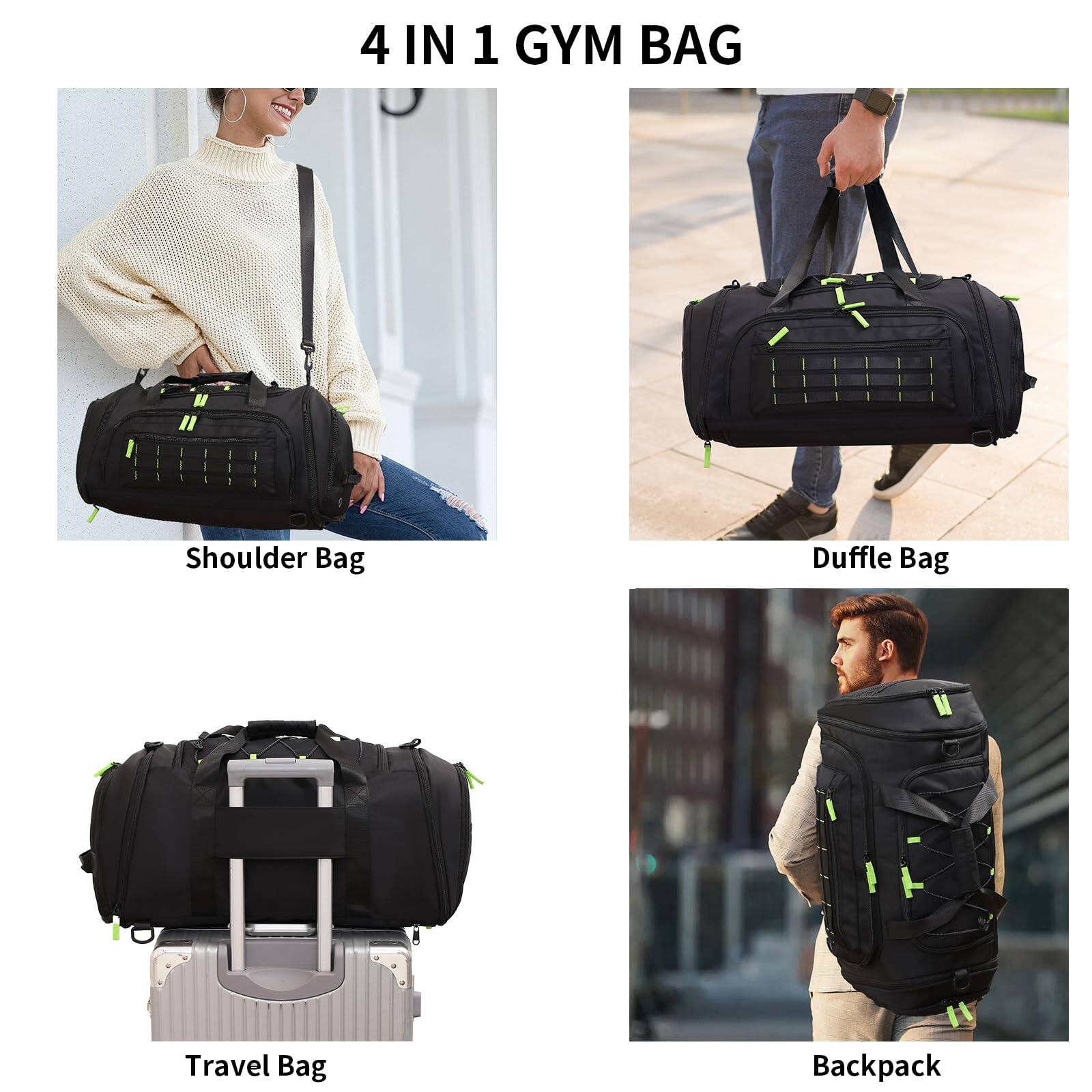 Pacoar Cade Gym Bags For Men Women 46l Sports Travel Duffel Bag With ...