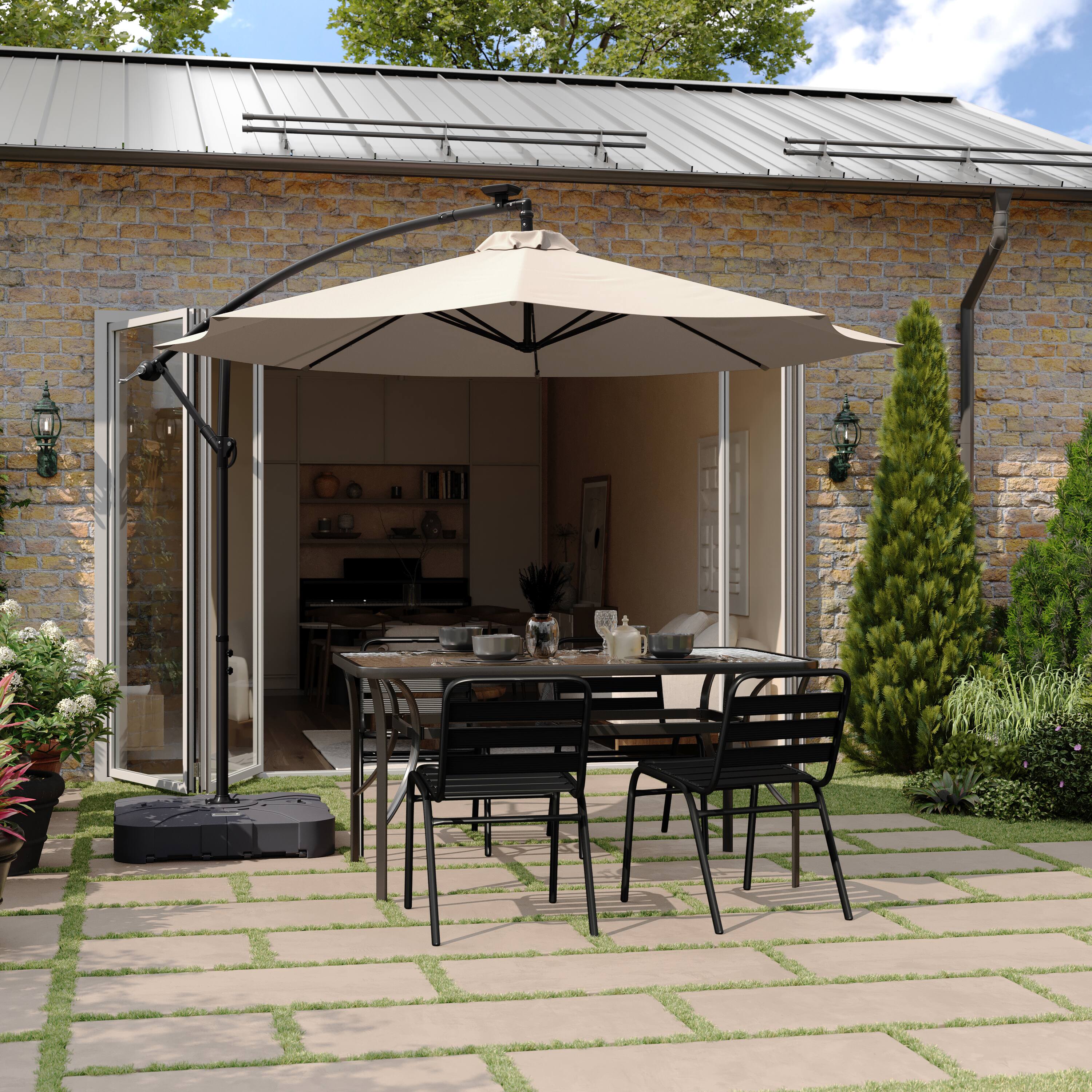 Alt View 2. Flash Furniture - Hank Heavy Duty Weather-Resistant Universal Offset Umbrella Base with Grooved Handles and Built-In Wheels in Black - Black.